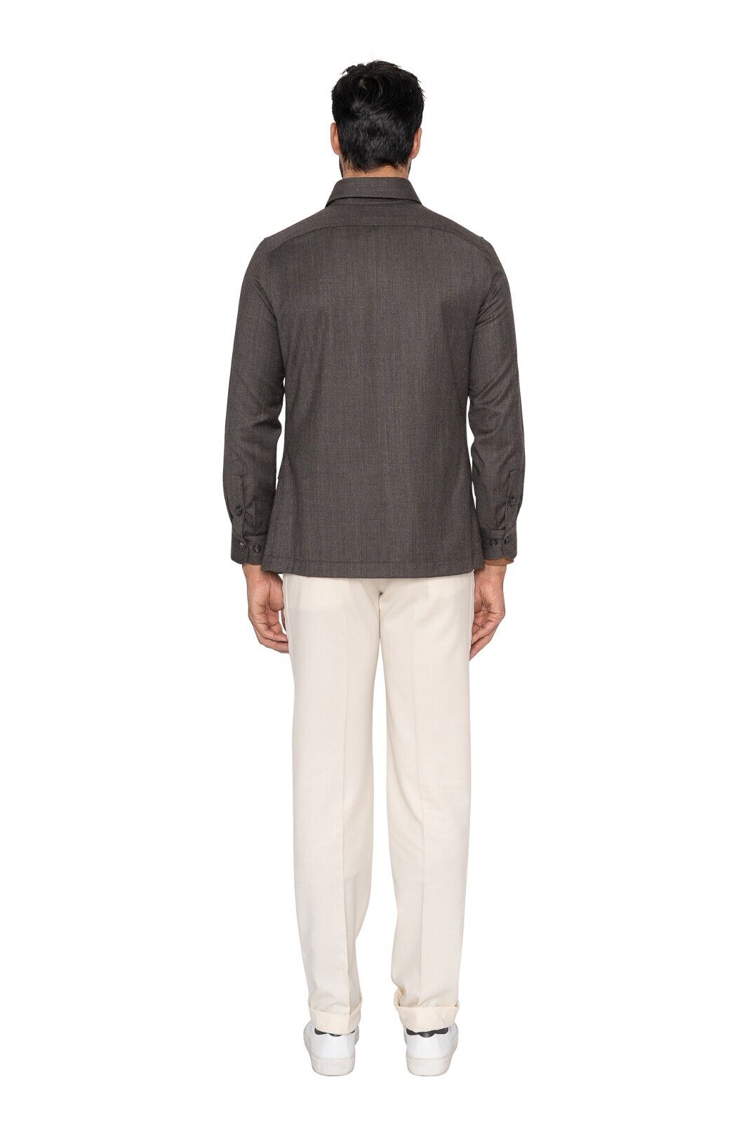 $3500 ISAIA NAPOLI Brown Overshirt Jacket Wool Sz M ( Similar to S Size )