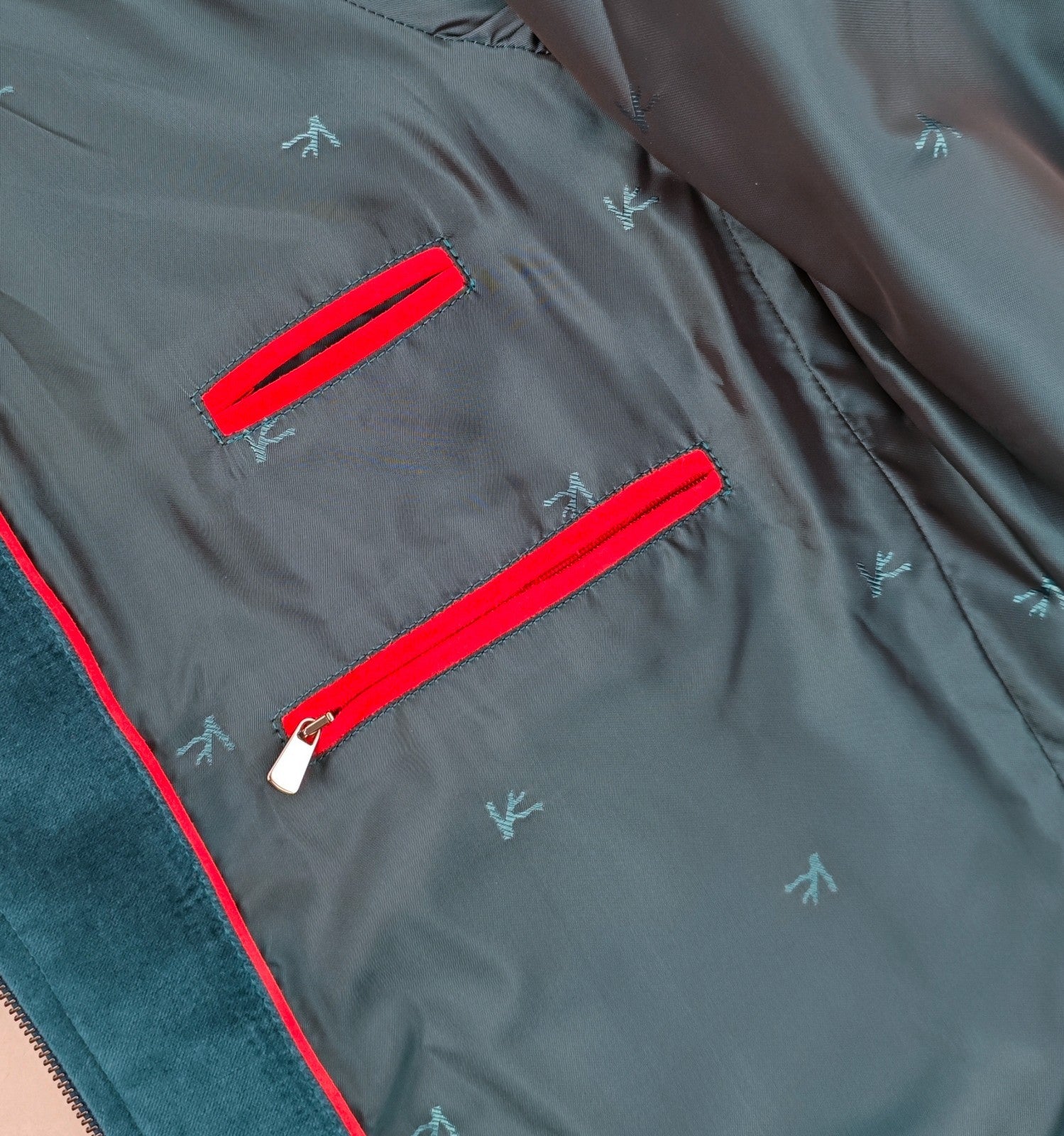 $3800 ISAIA NAPOLI Petrol Blue Bomber Jacket Velvet Cotton / Linen 38 US / 48 EU