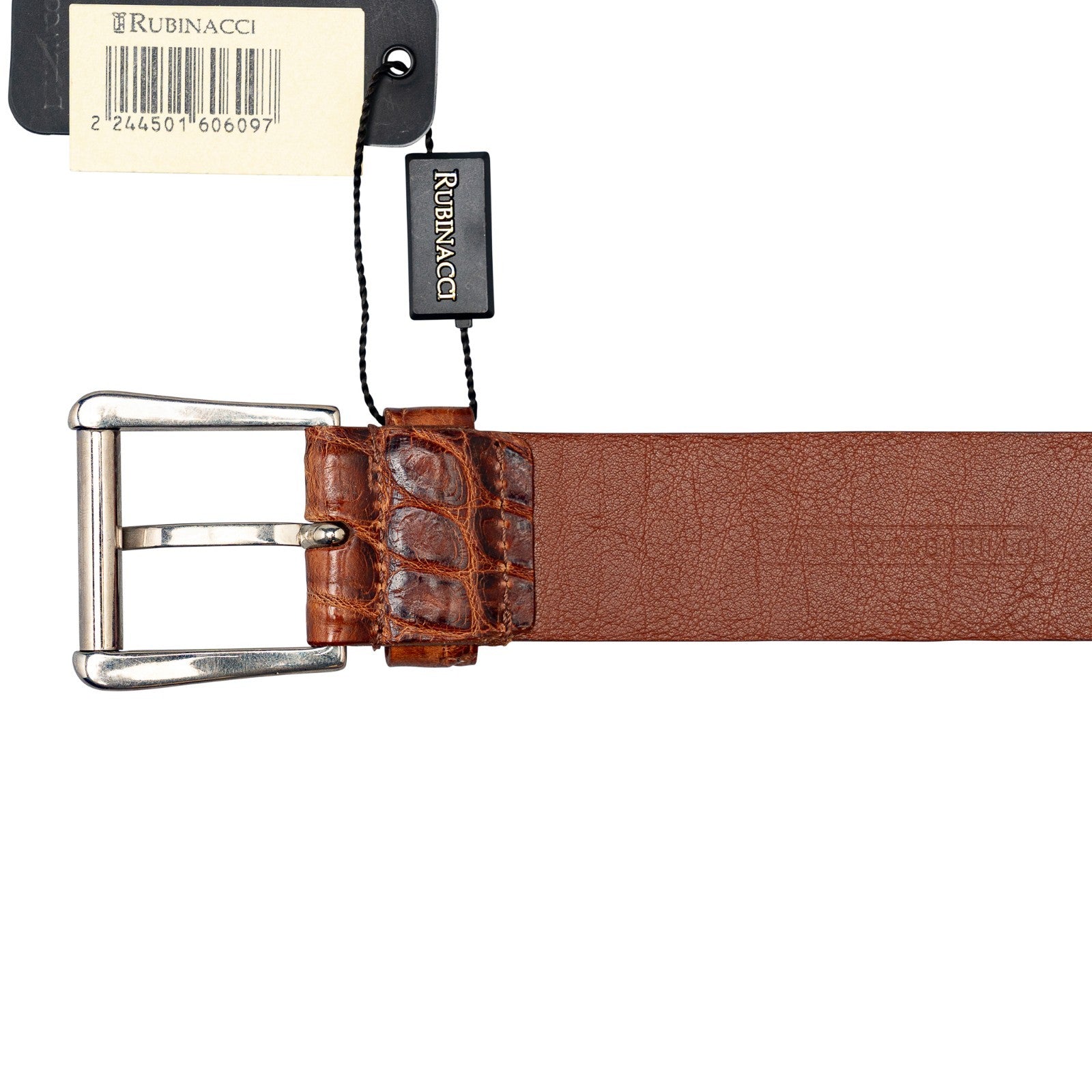$1250 RUBINACCI NAPOLI Cognac Brown Handmade Belt 100% Real Alligator