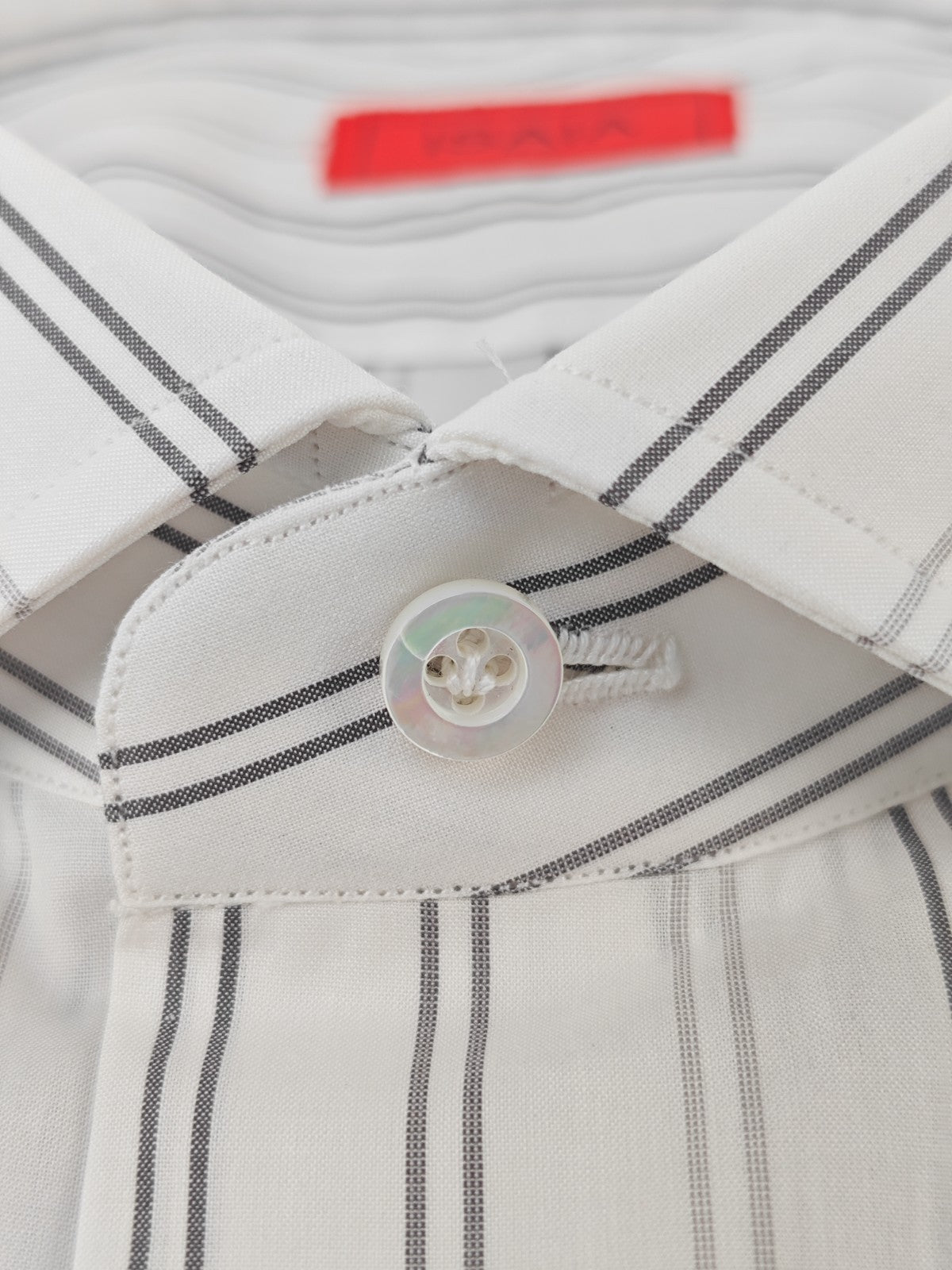 730$ ISAIA "Mix" Hand-Sewn Dress Shirt White Striped Fine Cotton 16.5 - 42