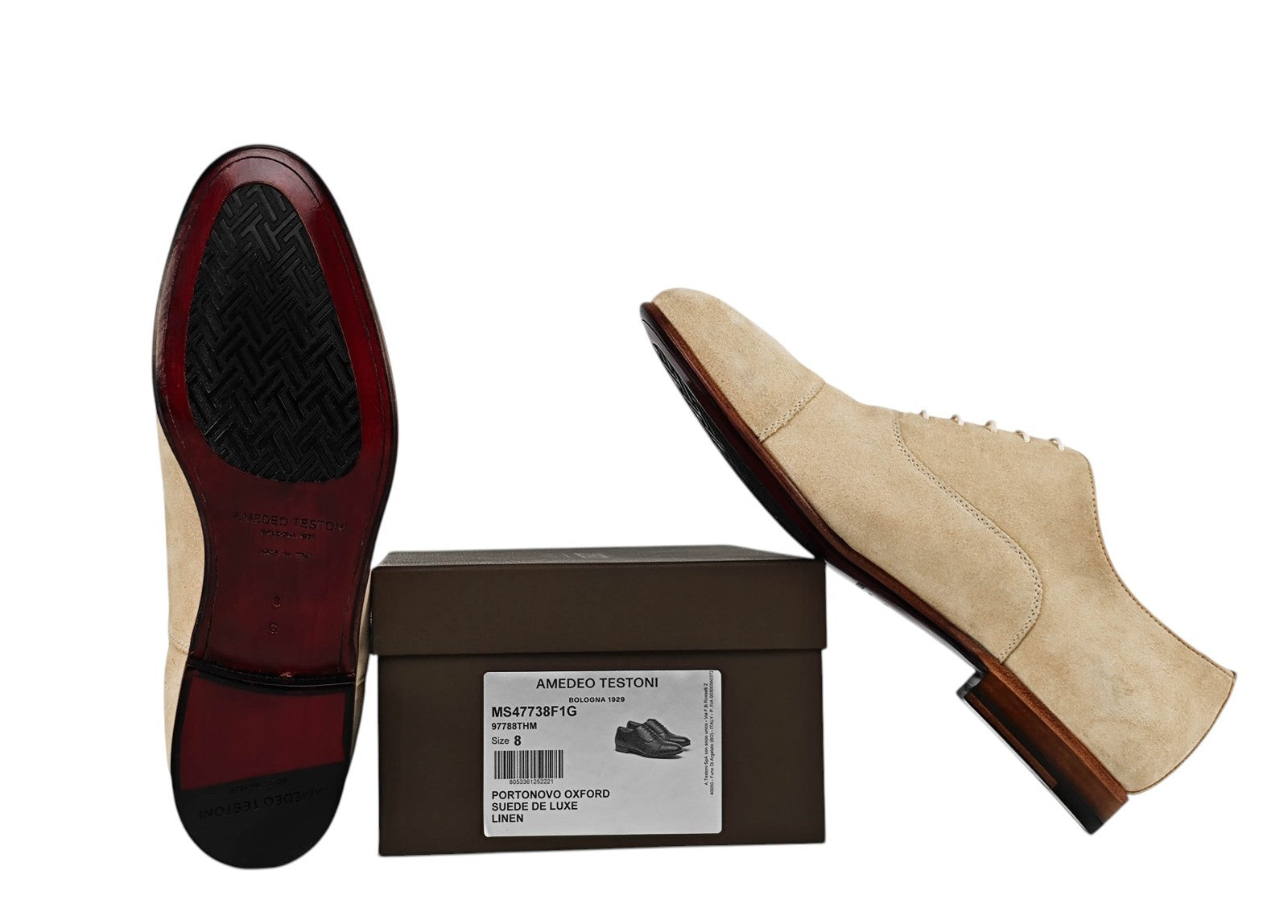 950$ TESTONI Bologna 1929 " Portonovo " Oxford Suede Beige 8 UK / 9 US / 42 IT