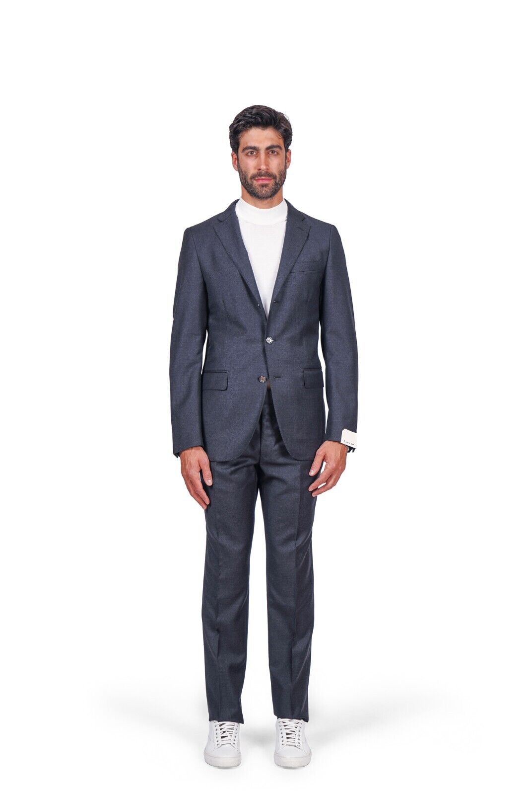 $2200 CARUSO Handmade in Italy Dark Grey Solid Wool Superfine 100's Regular Fit