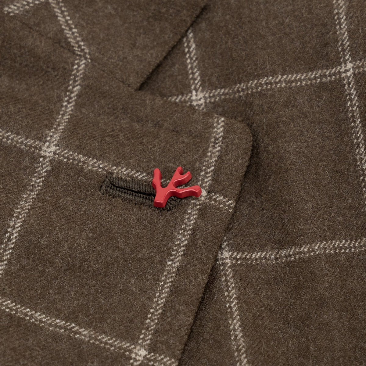 $6850 ISAIA NAPOLI "Capri" Brown Suit Hand-Sewn Black Sheep Wool Windowpane