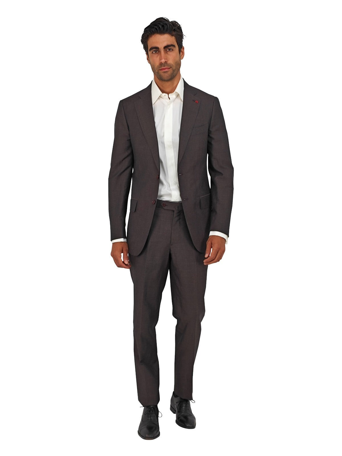 $6200 ISAIA "Gregorio" Brown Magenta Hand-Sewn Suit Wool & Linen 42 US 52 EU 8R