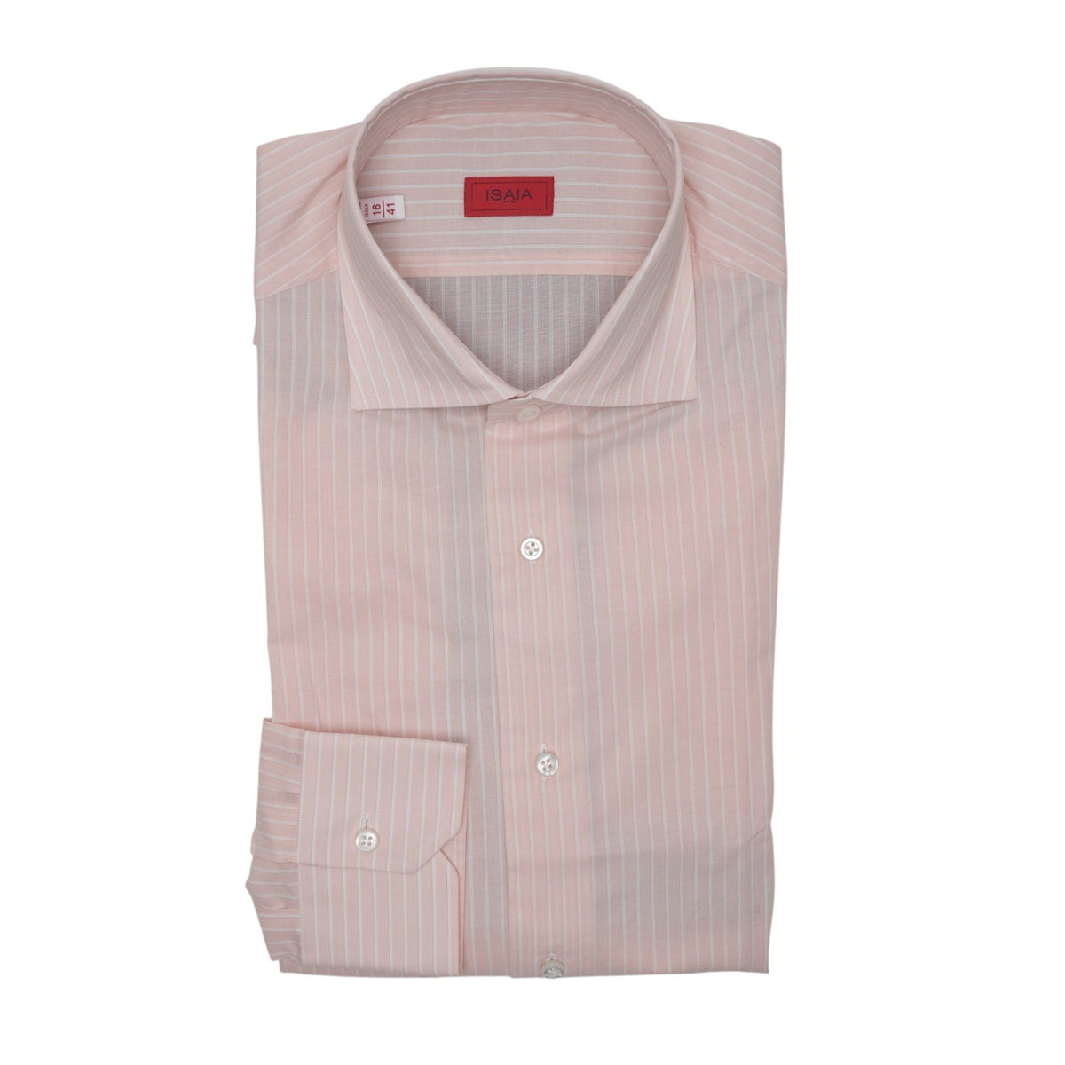 750$ ISAIA NAPOLI "Mix" Dress Shirt Pink Fine Lightwheight Cotton 16 - 41