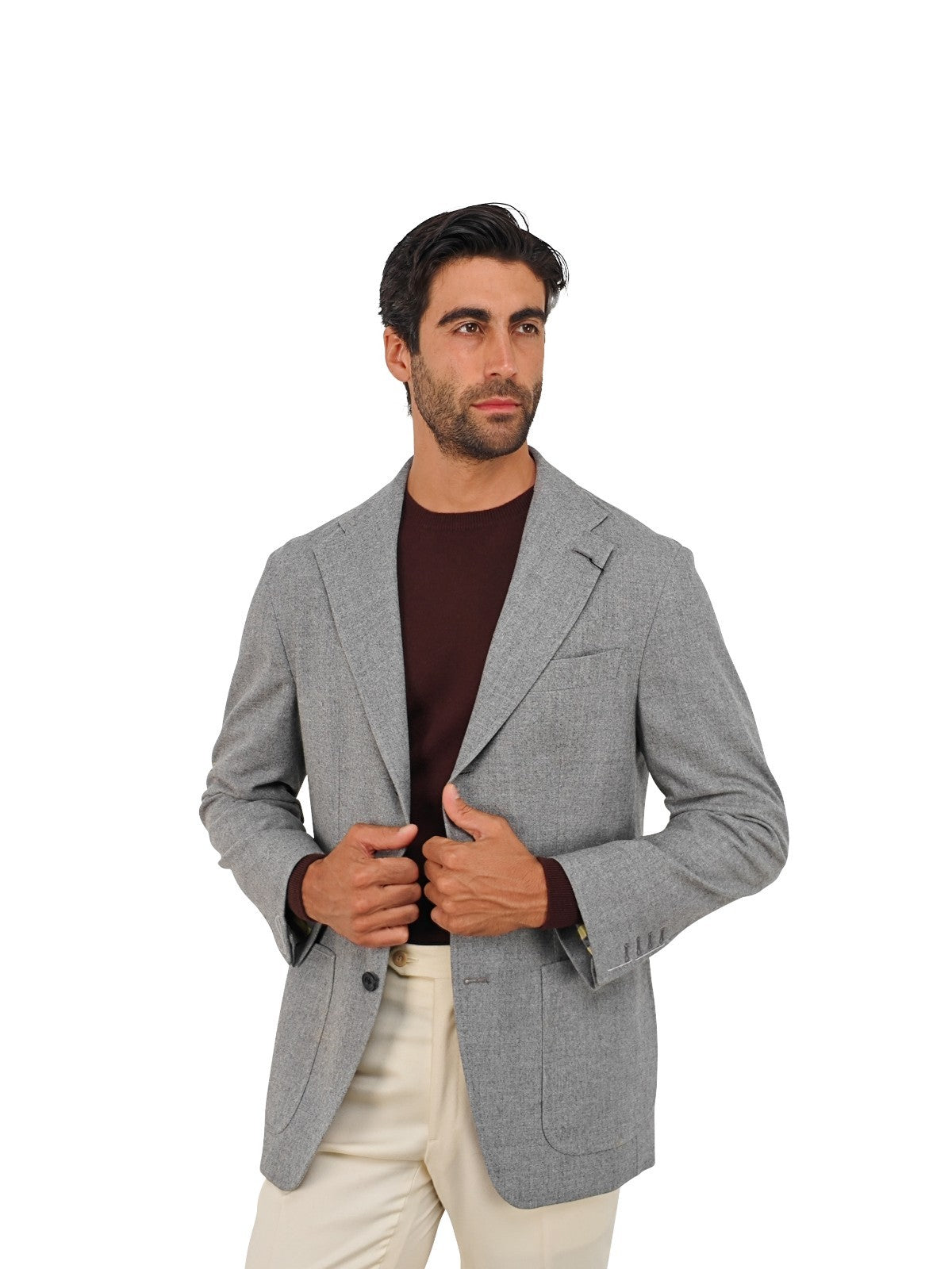 $1870 RUBINACCI NAPOLI Gray 3/2 Roll Jacket Sport Coat Wool 40 US / 50 EU