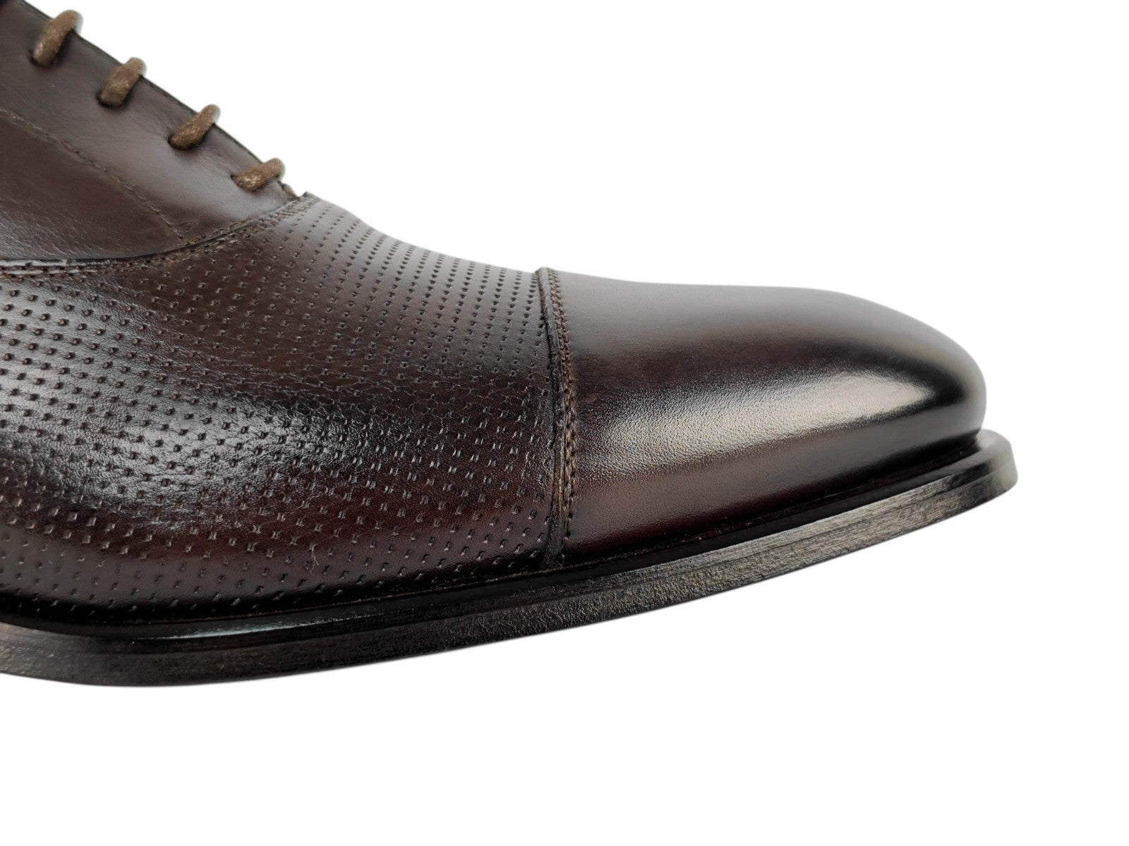 1200$ TESTONI 1929 Oxford Shoes Perforated Antique Calf Cigar 8 UK 9 US 42 IT