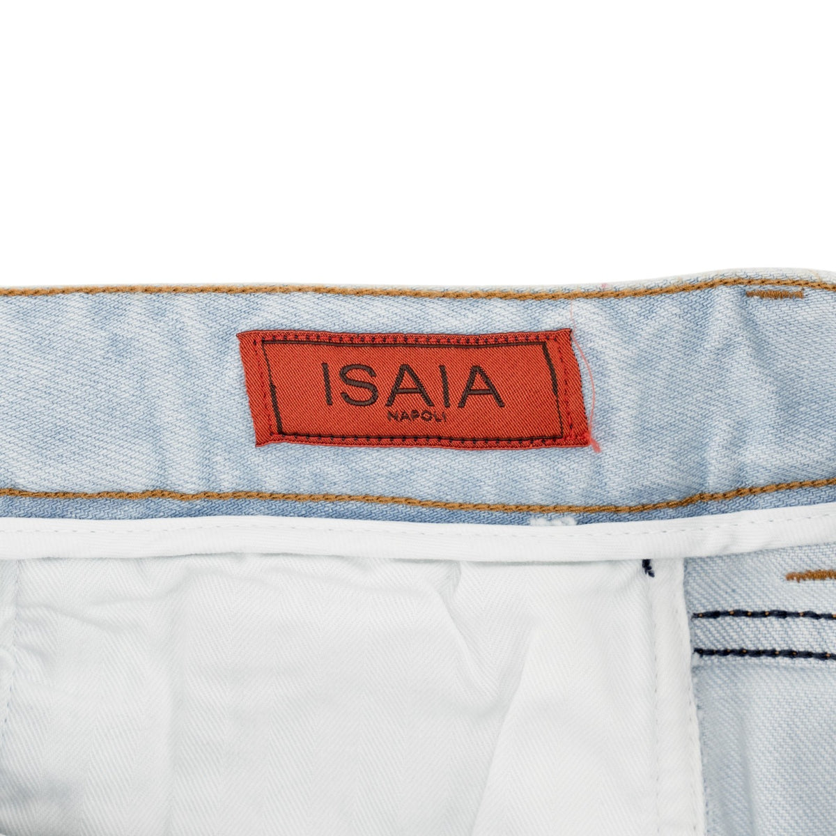 795$ ISAIA Light Blue Denim Jeans 5 Pocket Pant Cotton Wide Flare 24 US 40 EU