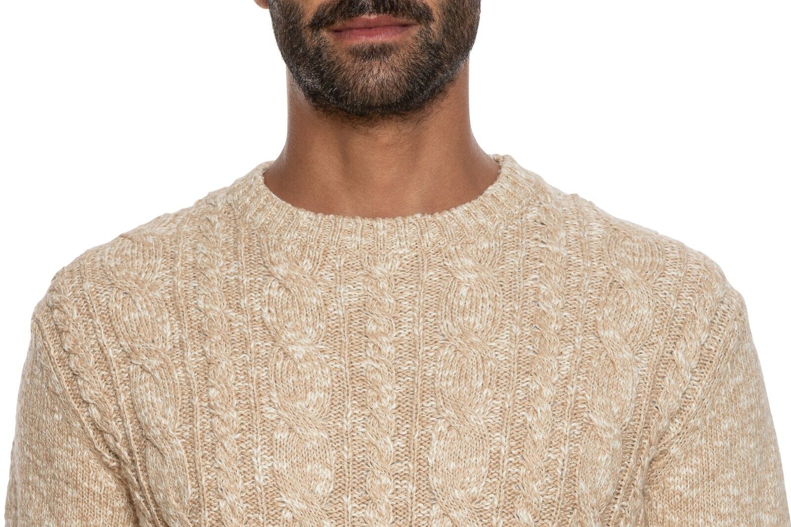 390$ DELLA CIANA CASHMERE Sweater Cable Knit Beige Thick Cotton 40 US / 50 EU