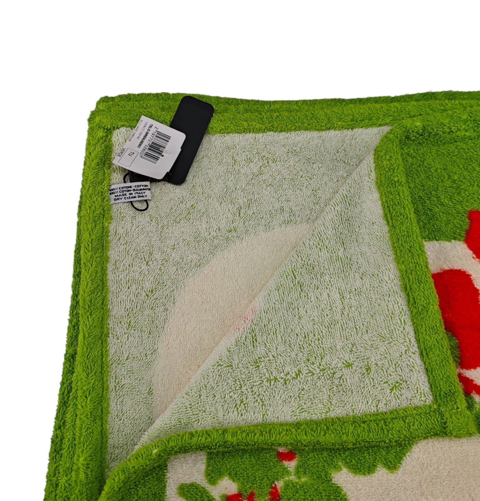 550$ RUBINACCI NAPOLI "Sirenuse" Beach Towel 100x180 cm Cotton Green / Red