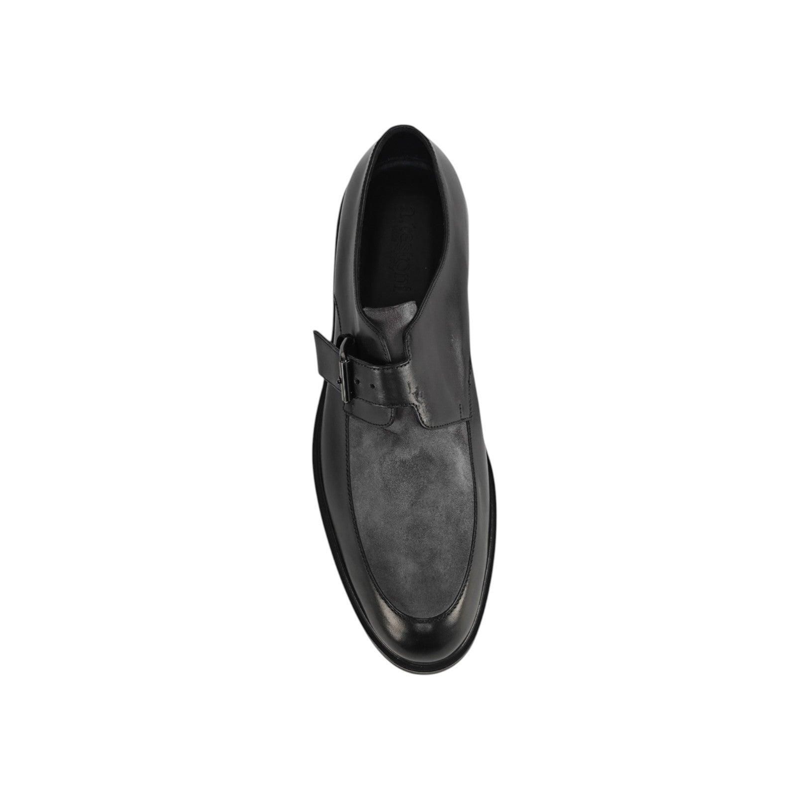 1200$ TESTONI Monk Shoes Buckle Black Lux Calf + Suede 10 UK / 11 US / 44 IT
