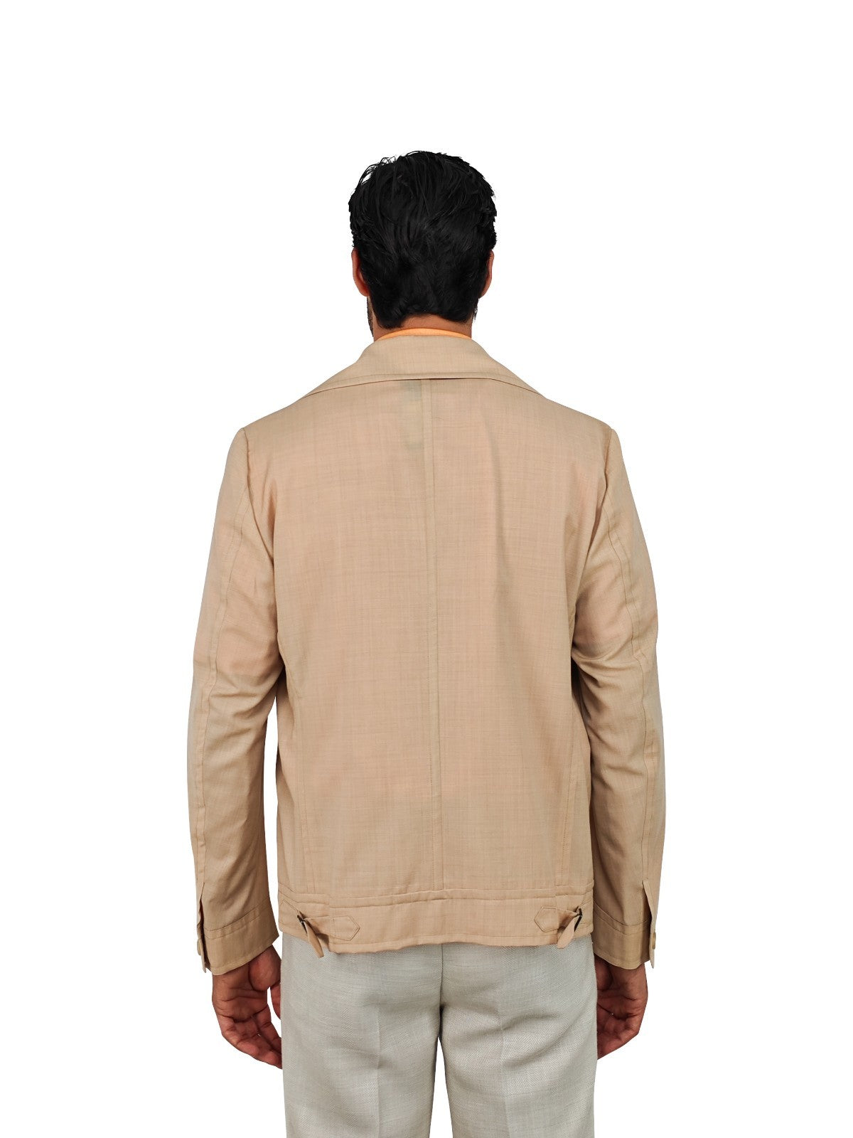 $1470 RUBINACCI NAPOLI Beige Caban Jacket Coat Fine Wool 40 US / 50 EU