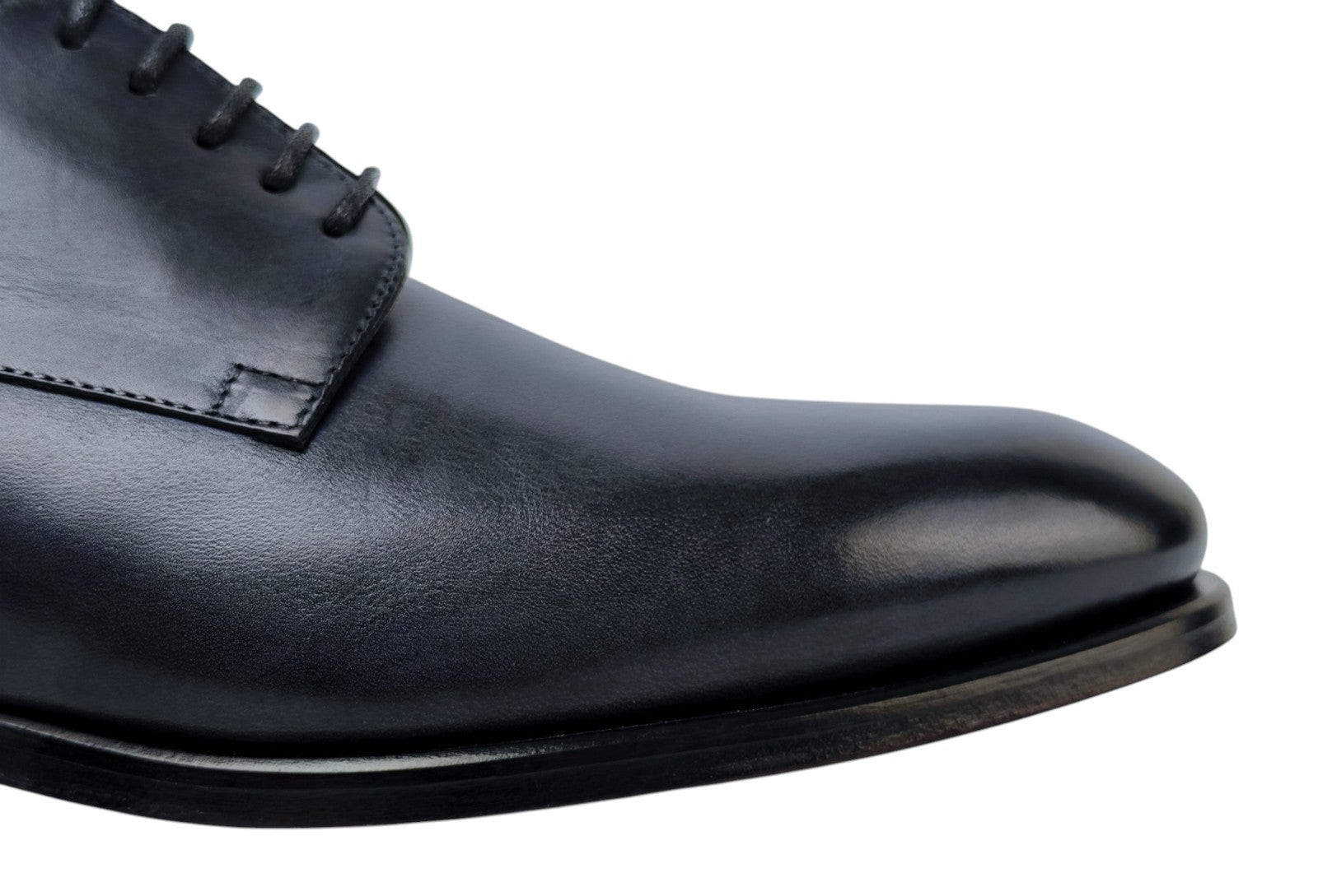 1250$ TESTONI Derby Shoes Antique Lux Calf Blue Navy 8 UK / 9 US / 42 IT