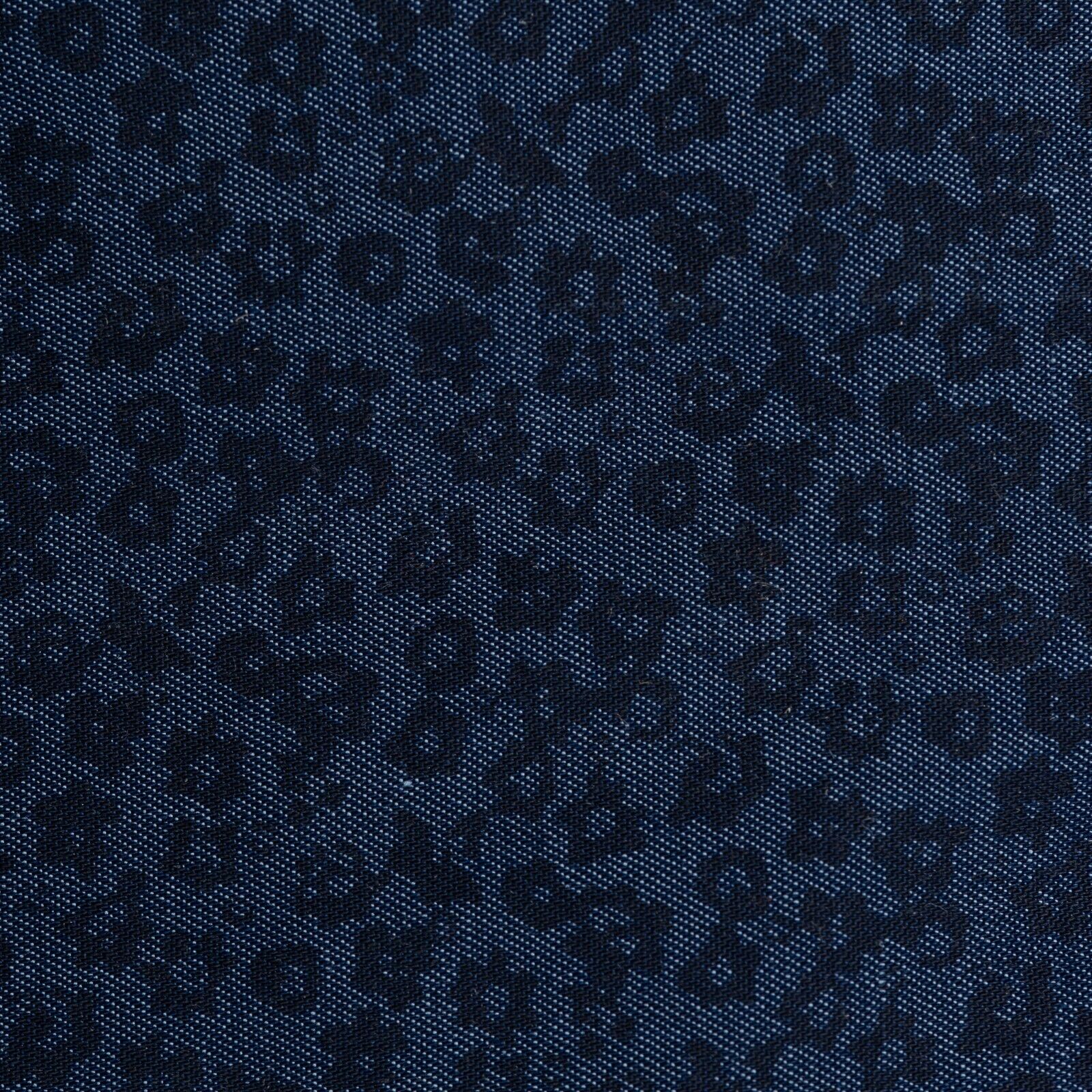 210$ BORRIELLO NAPOLI Blue Floral Shirt Cotton Denim Hand-Sewn in Italy Slim Fit
