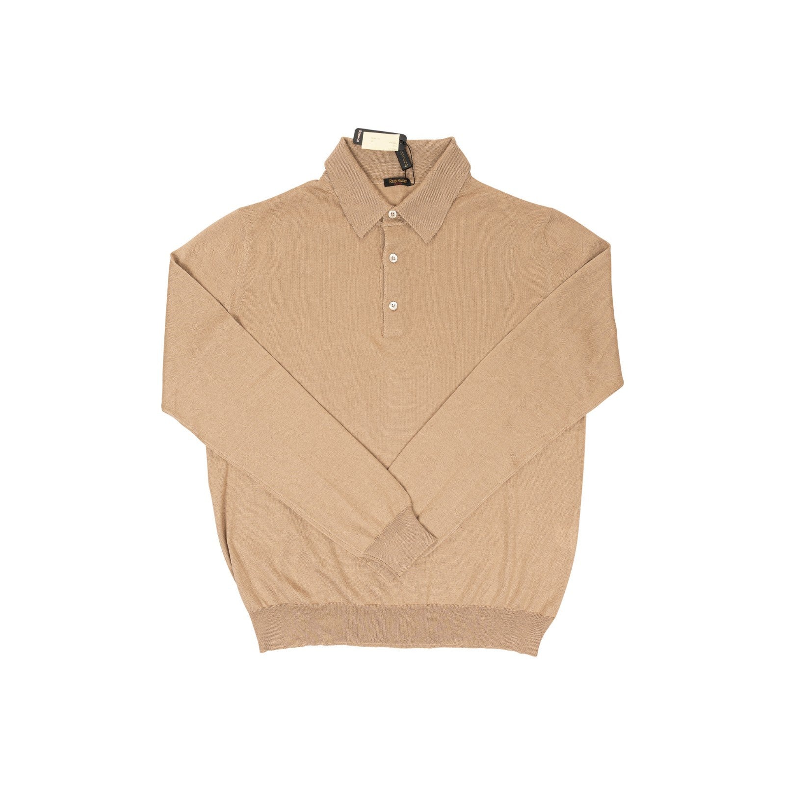 820$ RUBINACCI NAPOLI Beige Polo Sweater Ultra Soft Cashmere / Silk 40 US 50 EU