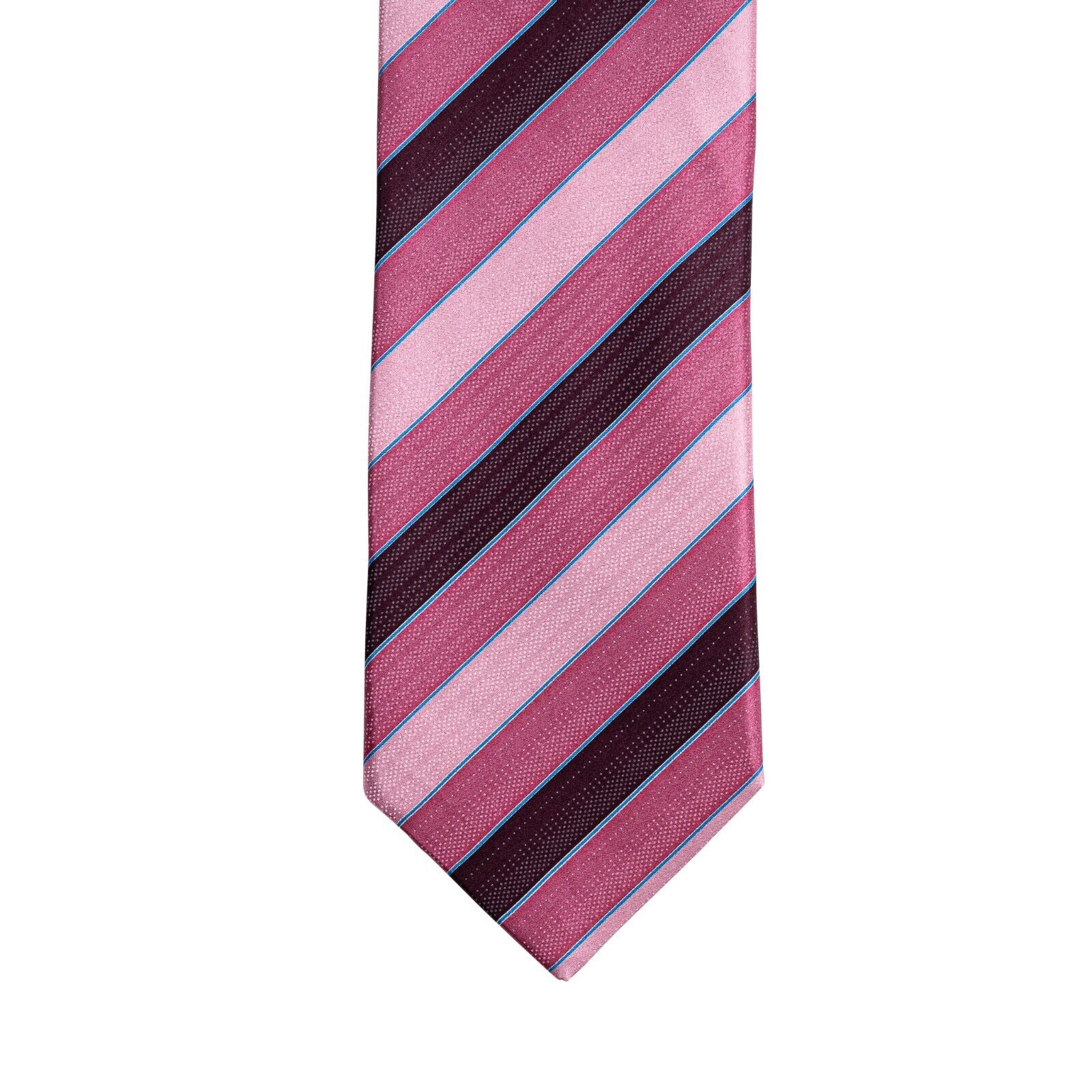 $290 ITALO FERRETTI Tie Regimental Pink 100% Silk Handmade in Italy BIJAN