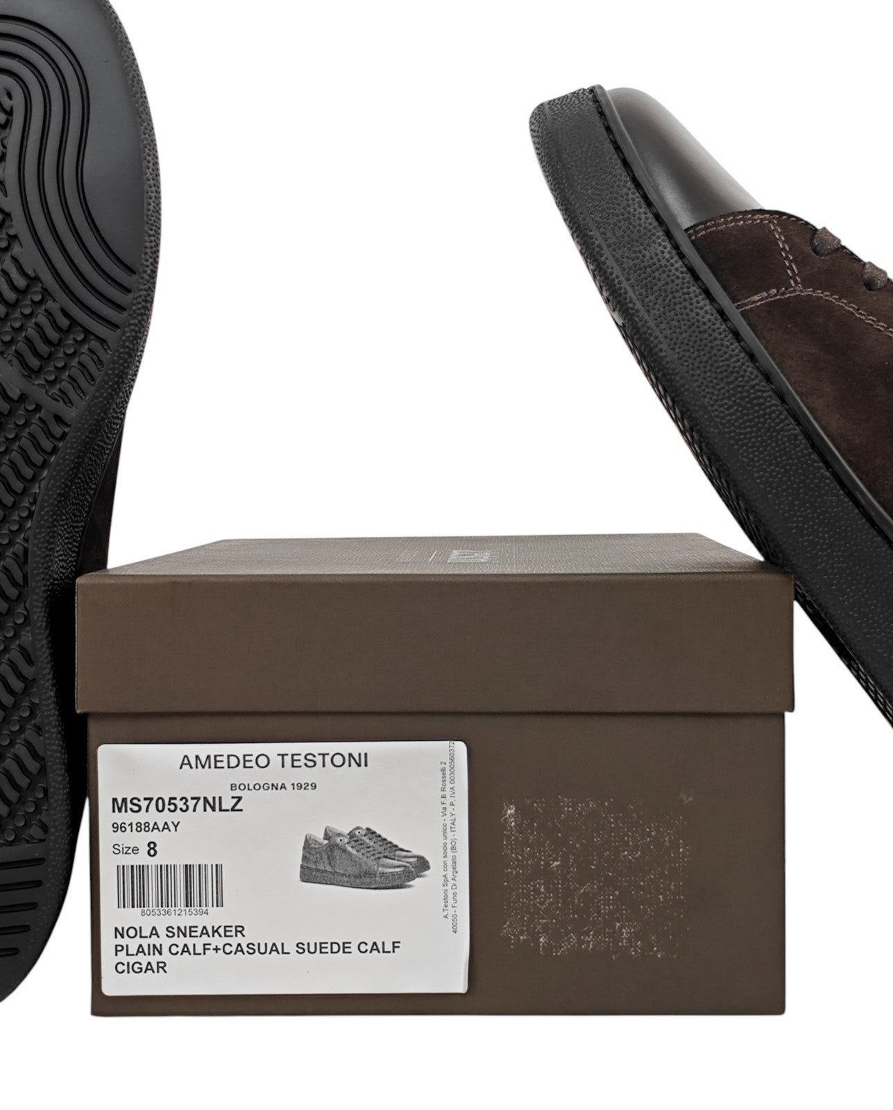 900$ TESTONI "Nola" Brown Sneaker Plain Calf + Suede 8 UK / 9 US / 42 IT