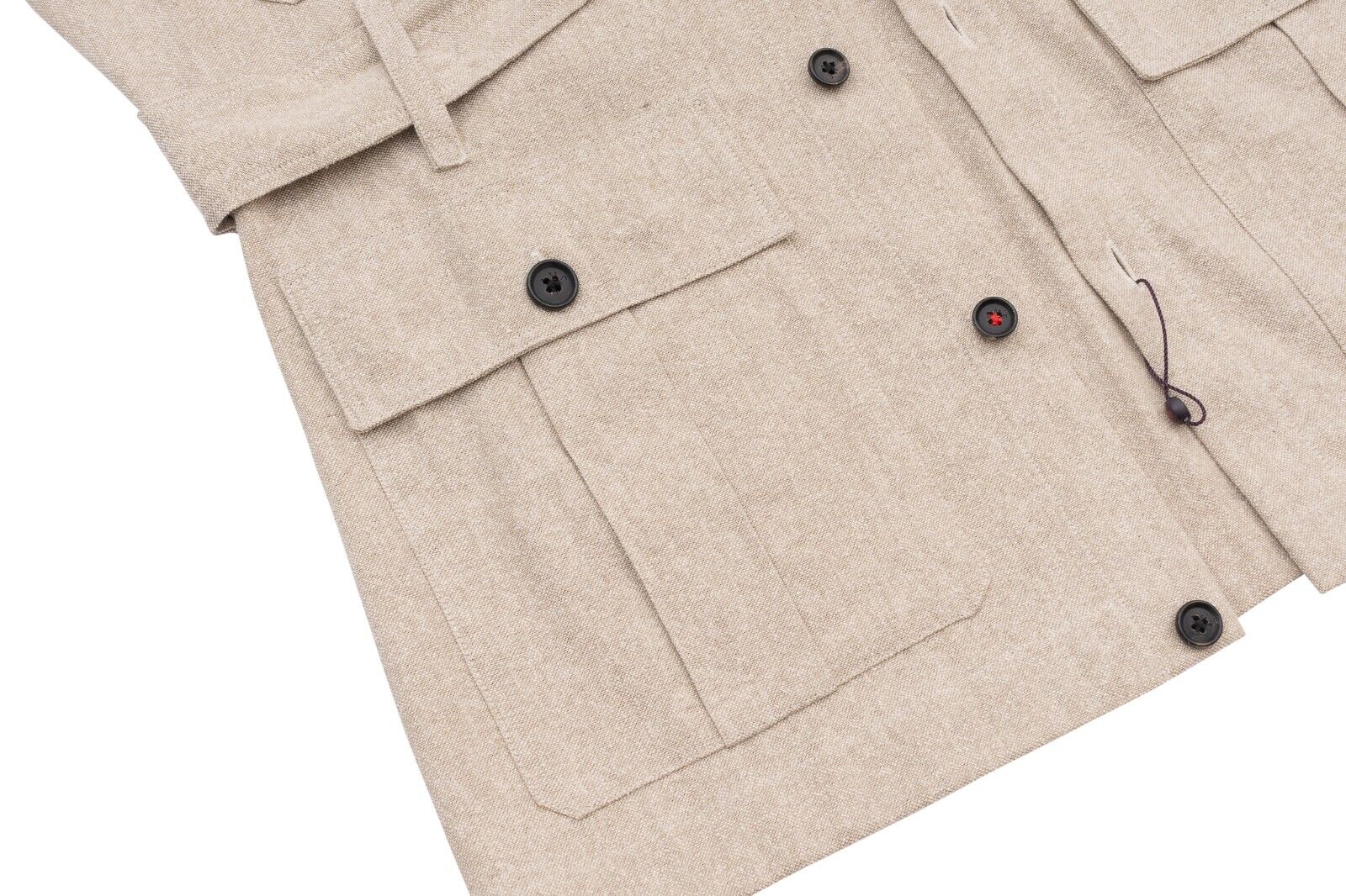 $3900 ISAIA NAPOLI Beige Hand-Sewn Safari Jacket Coat Cotton Size XS