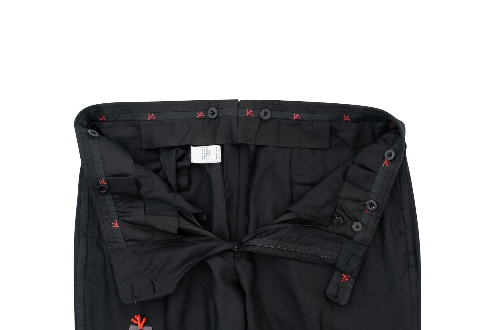 1250$ ISAIA NAPOLI Black Hand-Sewn Tuxedo Dress Pants Wool 130's  42 US / 58 EU