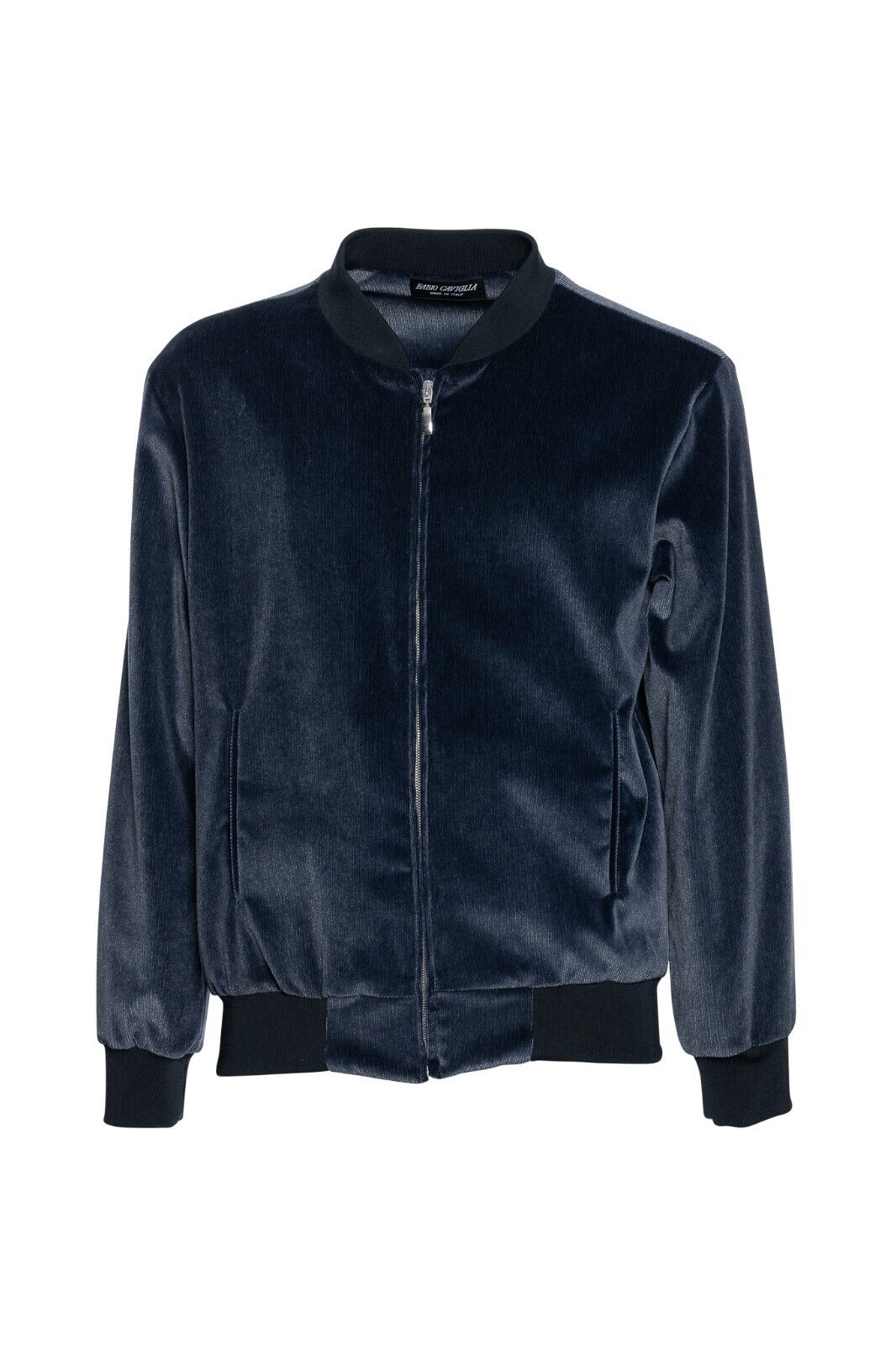 1450$ FABIO CAVIGLIA Bomber Jacket Blue Corduroy + Lining in Silk  Size L