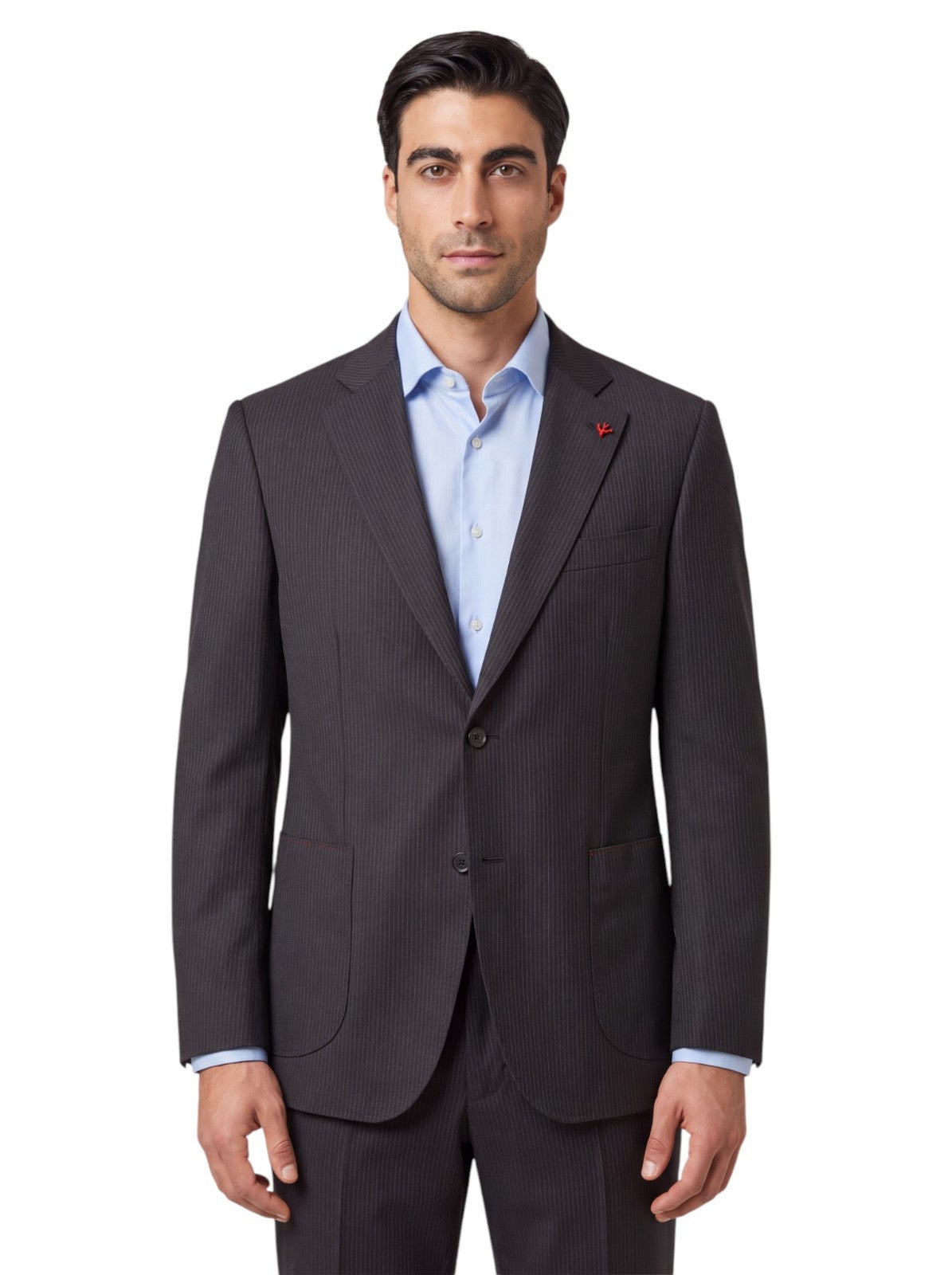 $6850 ISAIA NAPOLI "Capri" Black Suit Hand-Sewn Fine Wool Striped 8R