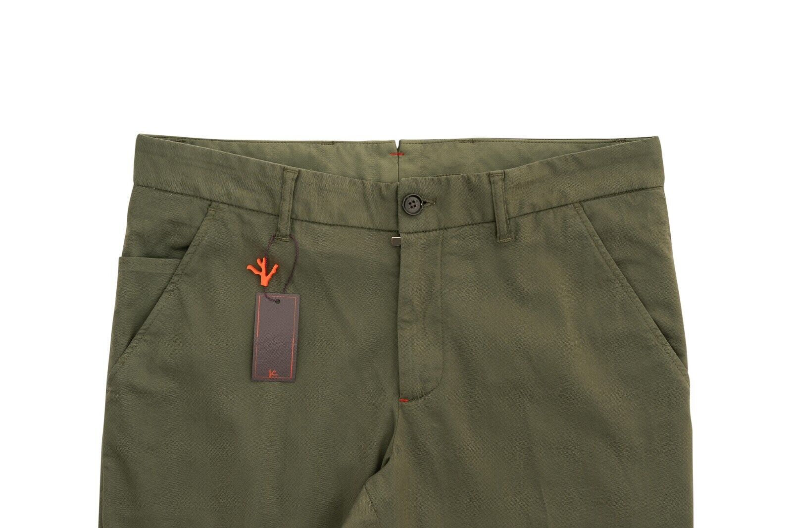 690$ ISAIA NAPOLI Comfort Project Green Chino Trousers Pant Cotton 32 US / 48 EU