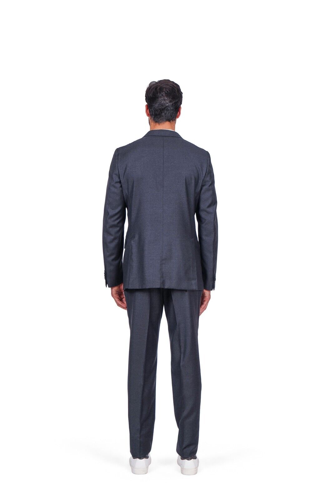 $2200 CARUSO Handmade in Italy Dark Grey Solid Wool Superfine 100's Regular Fit