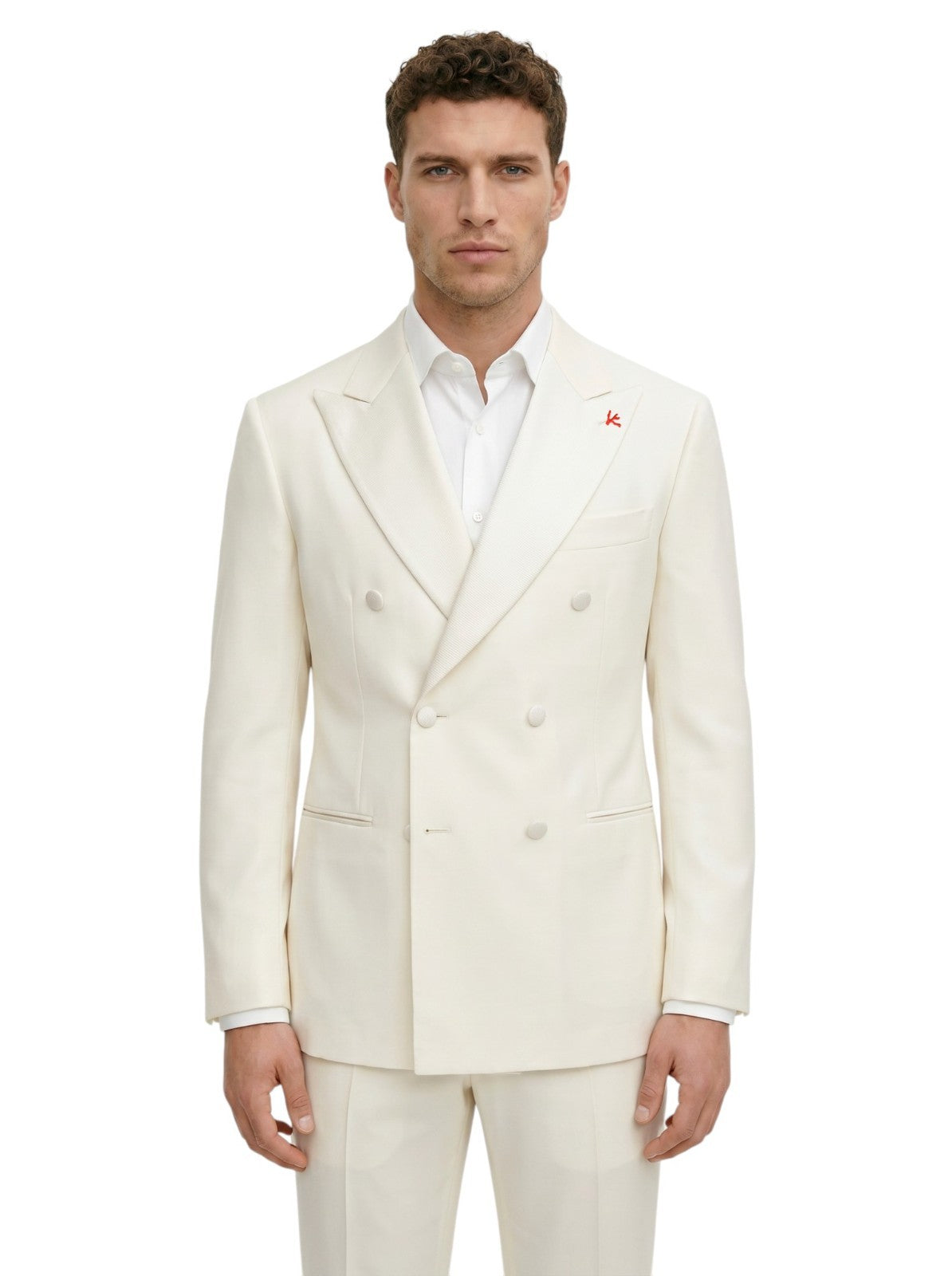 $5250 ISAIA White Tuxedo Double Breasted Sport Coat Wool 130's 46 US / 56 EU