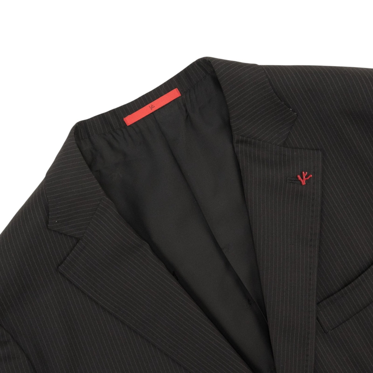 $6850 ISAIA NAPOLI "Capri" Black Suit Hand-Sewn Fine Wool Striped 8R