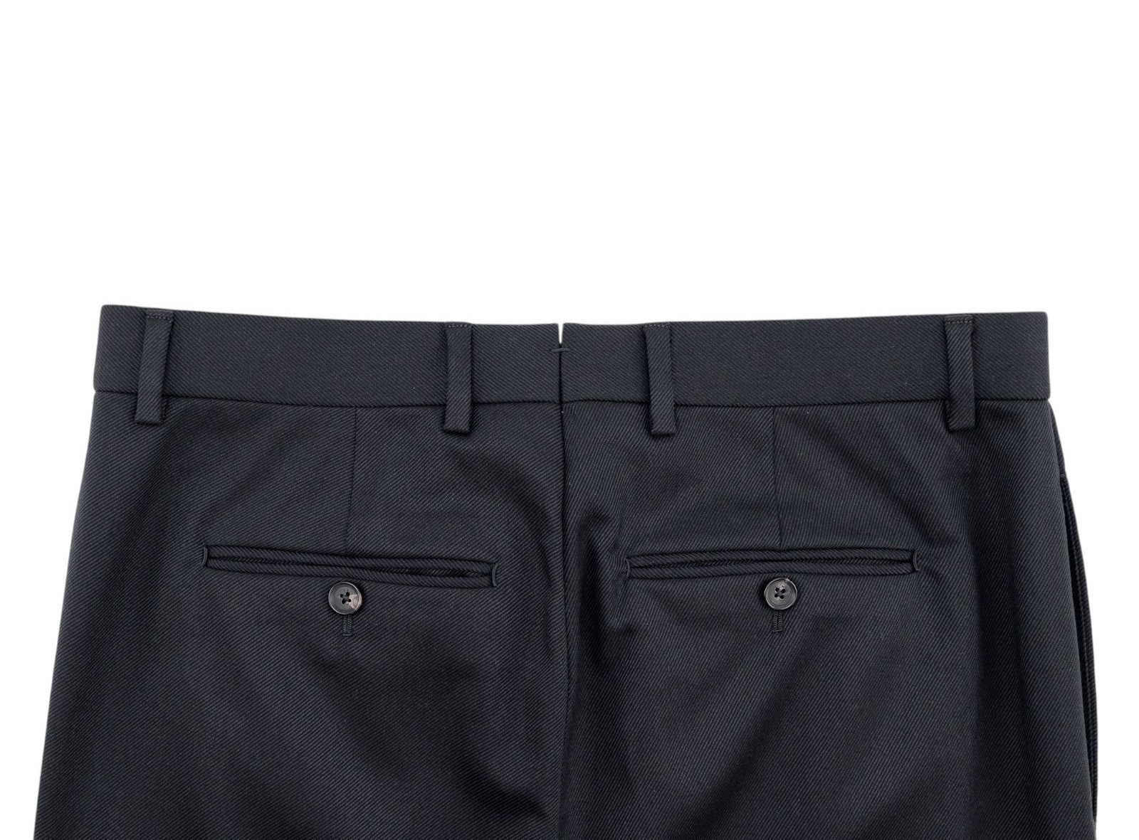 1450$ ISAIA Tapered Dress Pant Wool Cotton Gabardine Blue Navy 32 US / 48 EU R