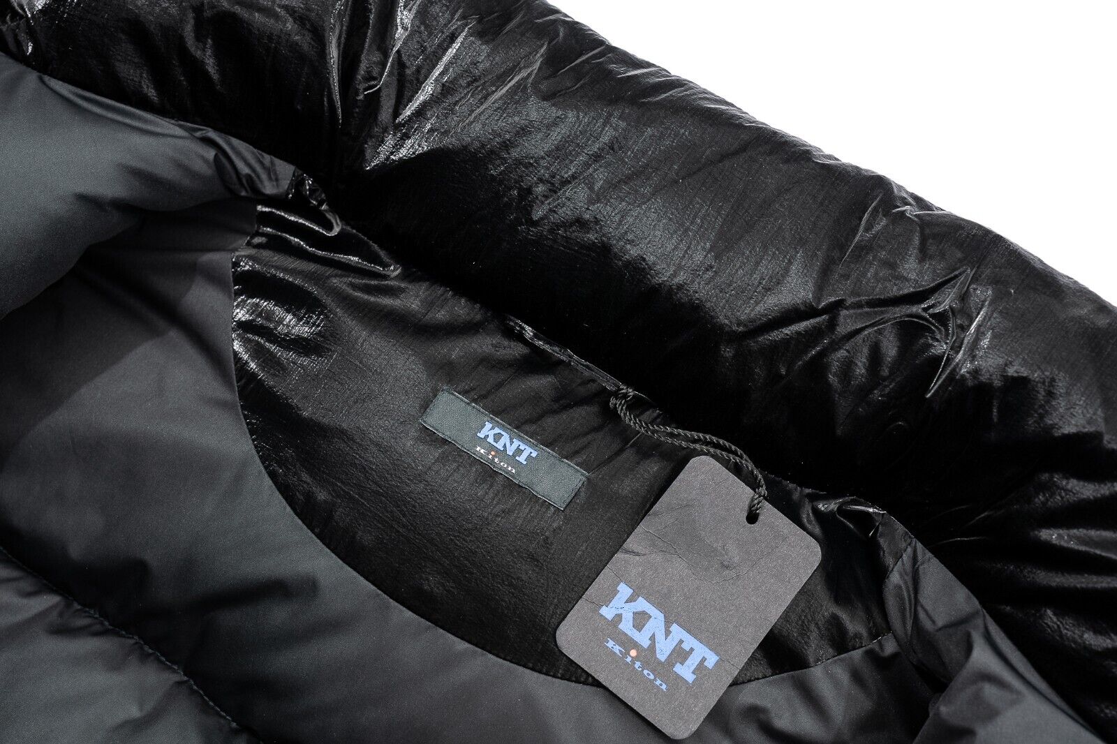 $3900 KITON KNT Black Goose Down Puffer Jacket Coat "Shiny Effect" 38 US / 48 EU