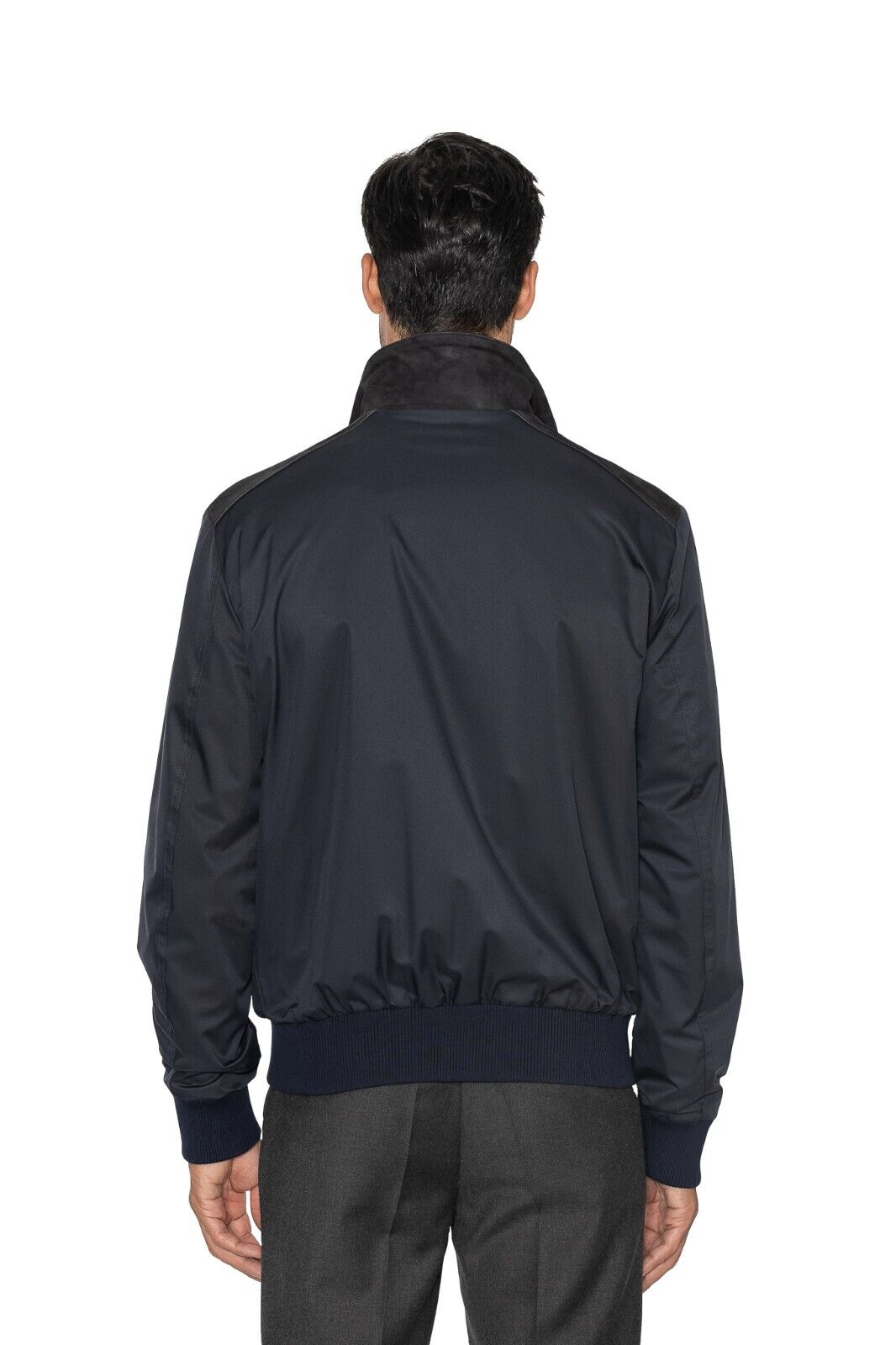 $4600 KITON Blue Navy Bomber Jacket Goatskin Sude / Poly 42 US / 52 EU