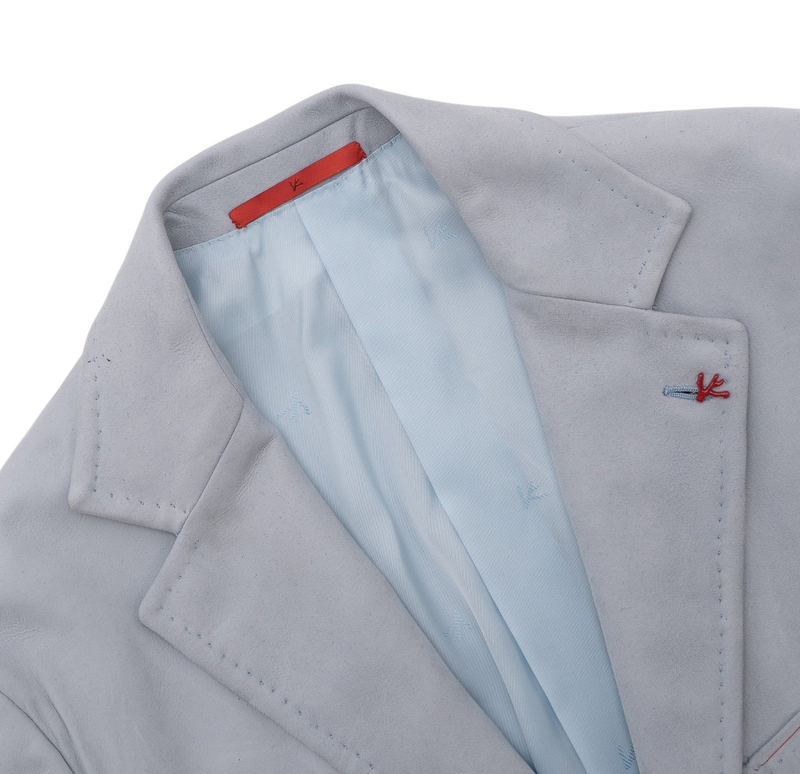 7100$ ISAIA Ice Blue Jacket Sport Coat 100% Suede Lambskin Leather 40 US / 50 EU