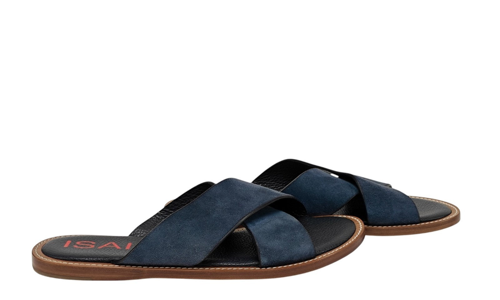 900$ ISAIA NAPOLI Sandal Shoes Suede Leather Blue Handmade 9 UK - 10 US - 43 IT