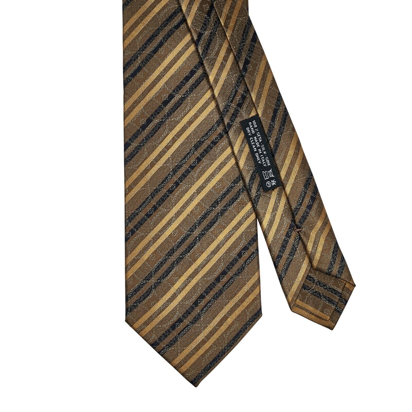 $220 ITALO FERRETTI x GERLIN Tie Satin Silk Brown Handmade in Italy  BIJAN