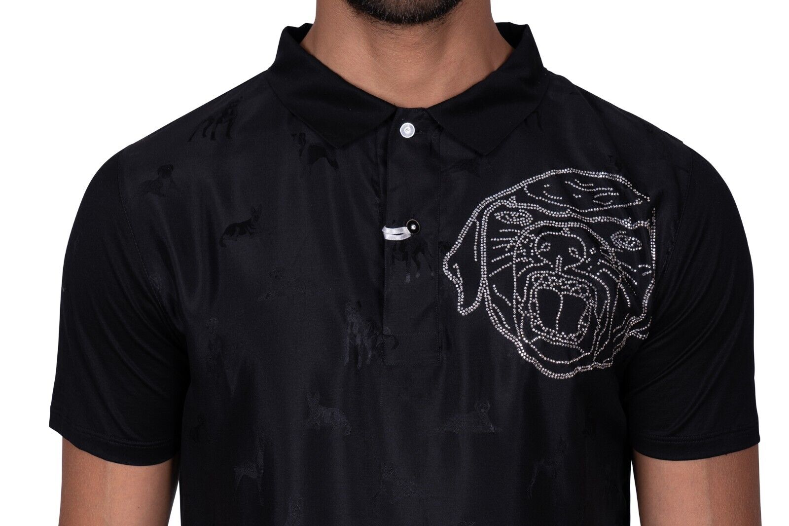 1600$ FABIO CAVIGLIAShirt Swarovski Silk / Cotton Lisle Size M