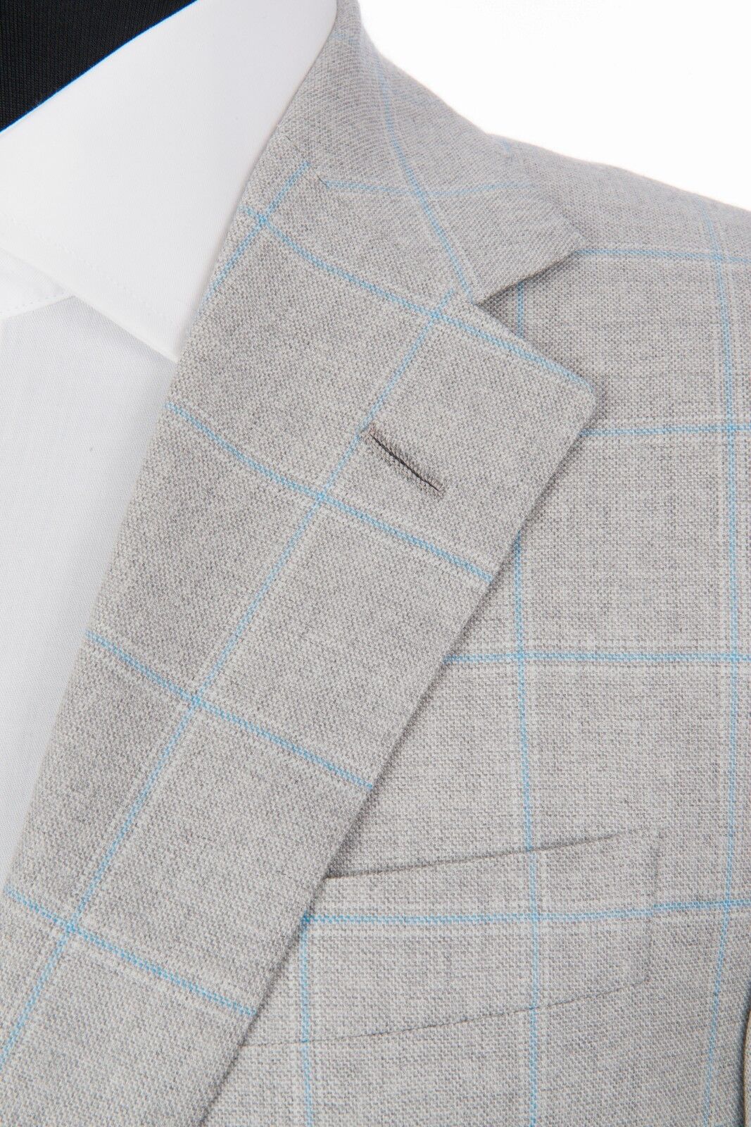 $2099 D'AVENZA Grey Windowpane Wool Jacket Blazer Hand-Sewn in Italy 38 US 48 EU