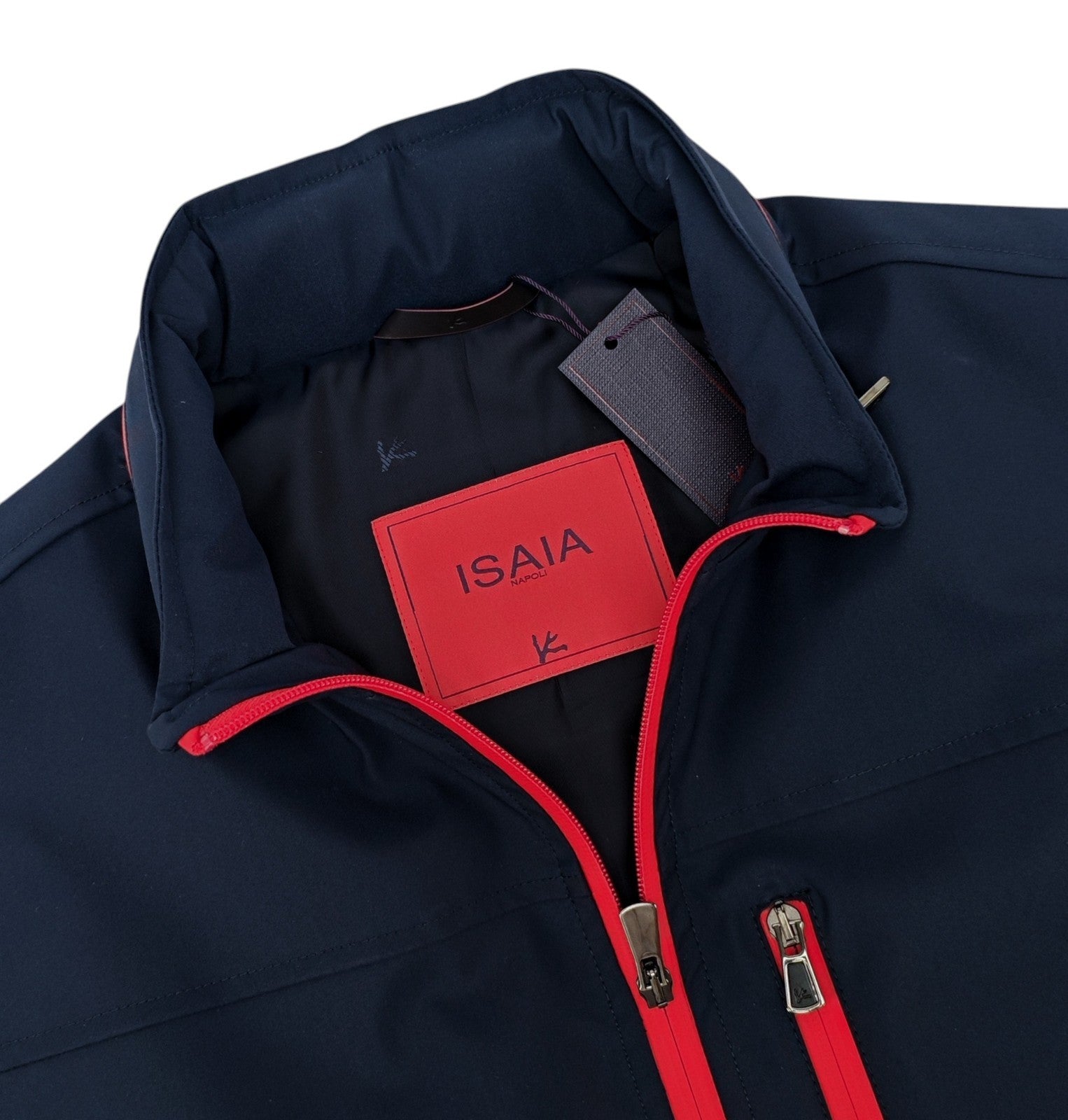 $2750 ISAIA NAPOLI Blue Navy Zip Vest Techno Wool - Silk 40 US / 50 EU R
