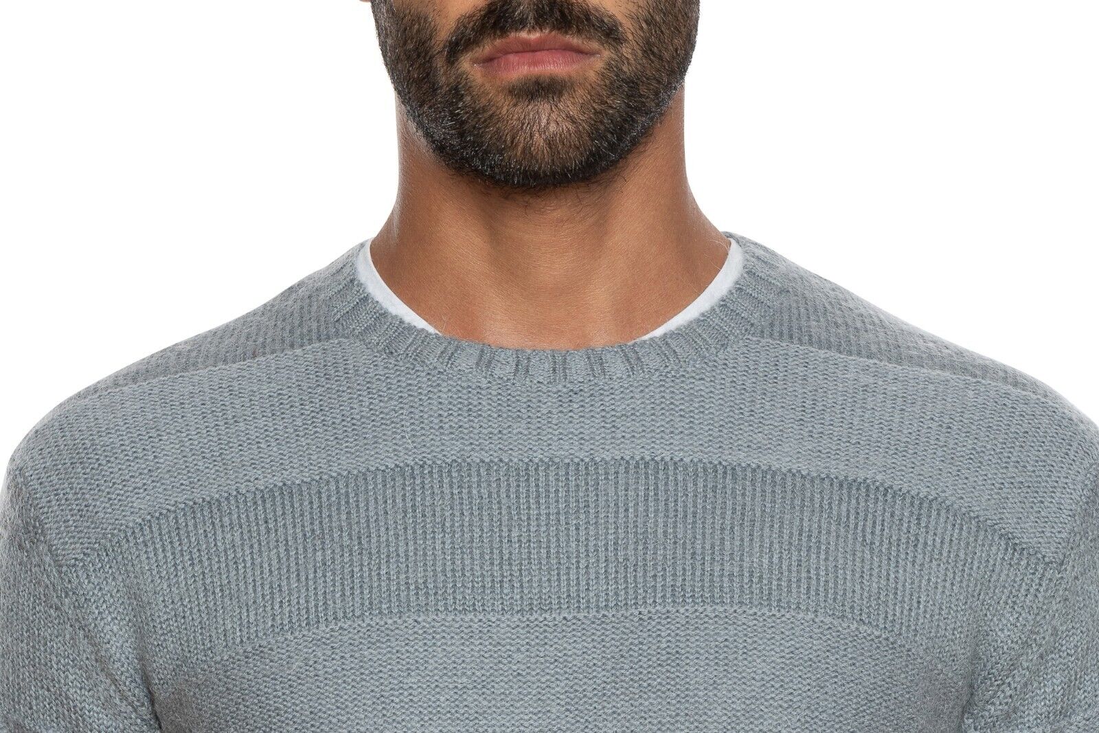 430$ DELLA CIANA CASHMERE Sweater Merinos Wool Extrafine Gray-Blue 40 US / 50 EU