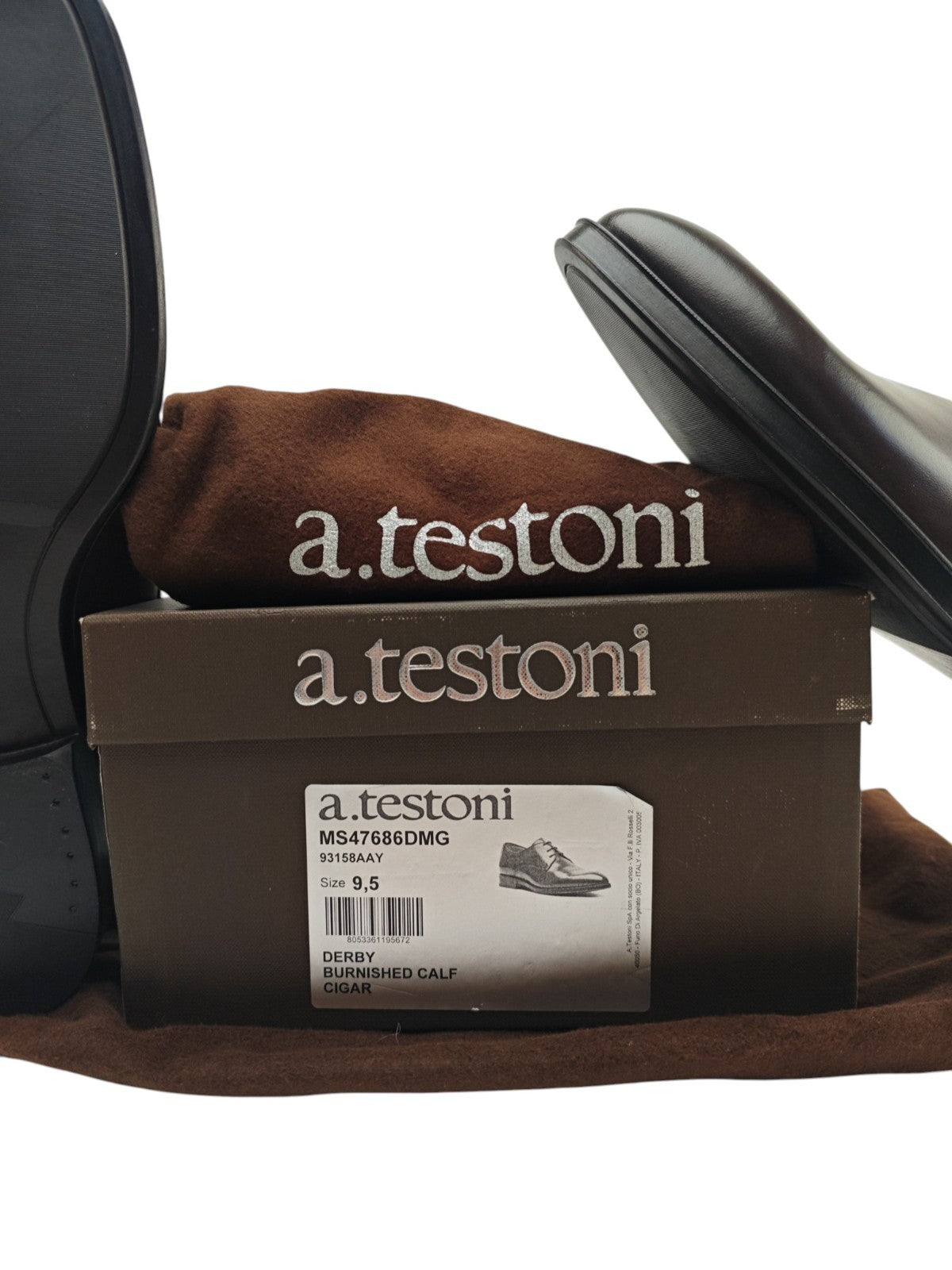 $1250 TESTONI BOLOGNA Derby Shoes Burnished Calf Cigar Brown