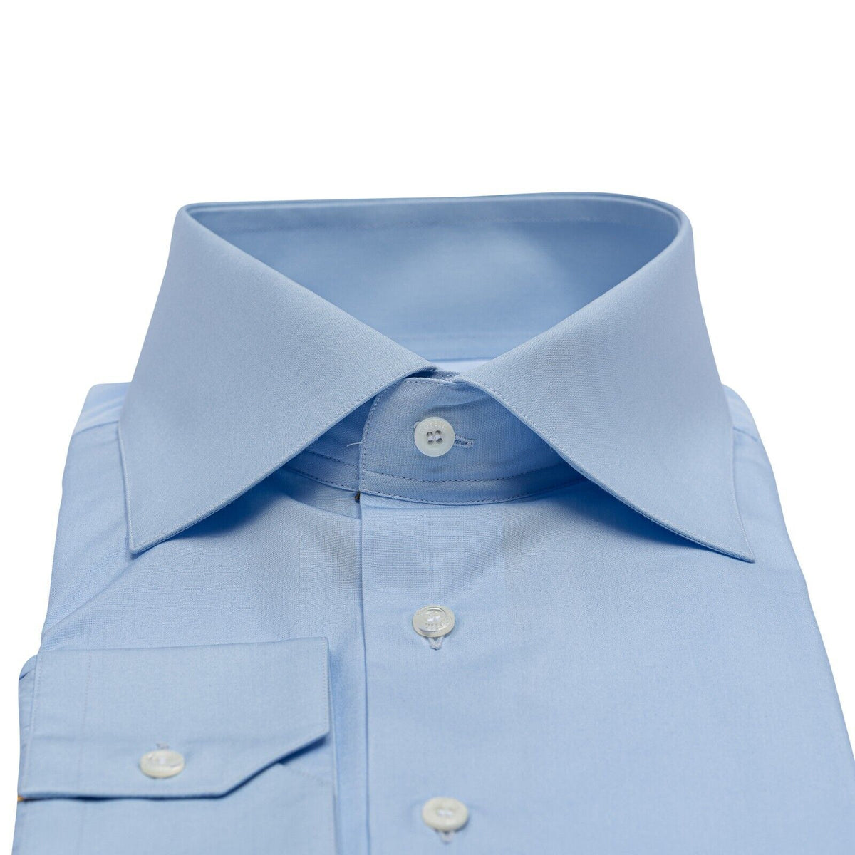 690$ LUXURY GERLIN Shirt Solid Blue T.Mason Cotton 17 - 43 2E ZILLI