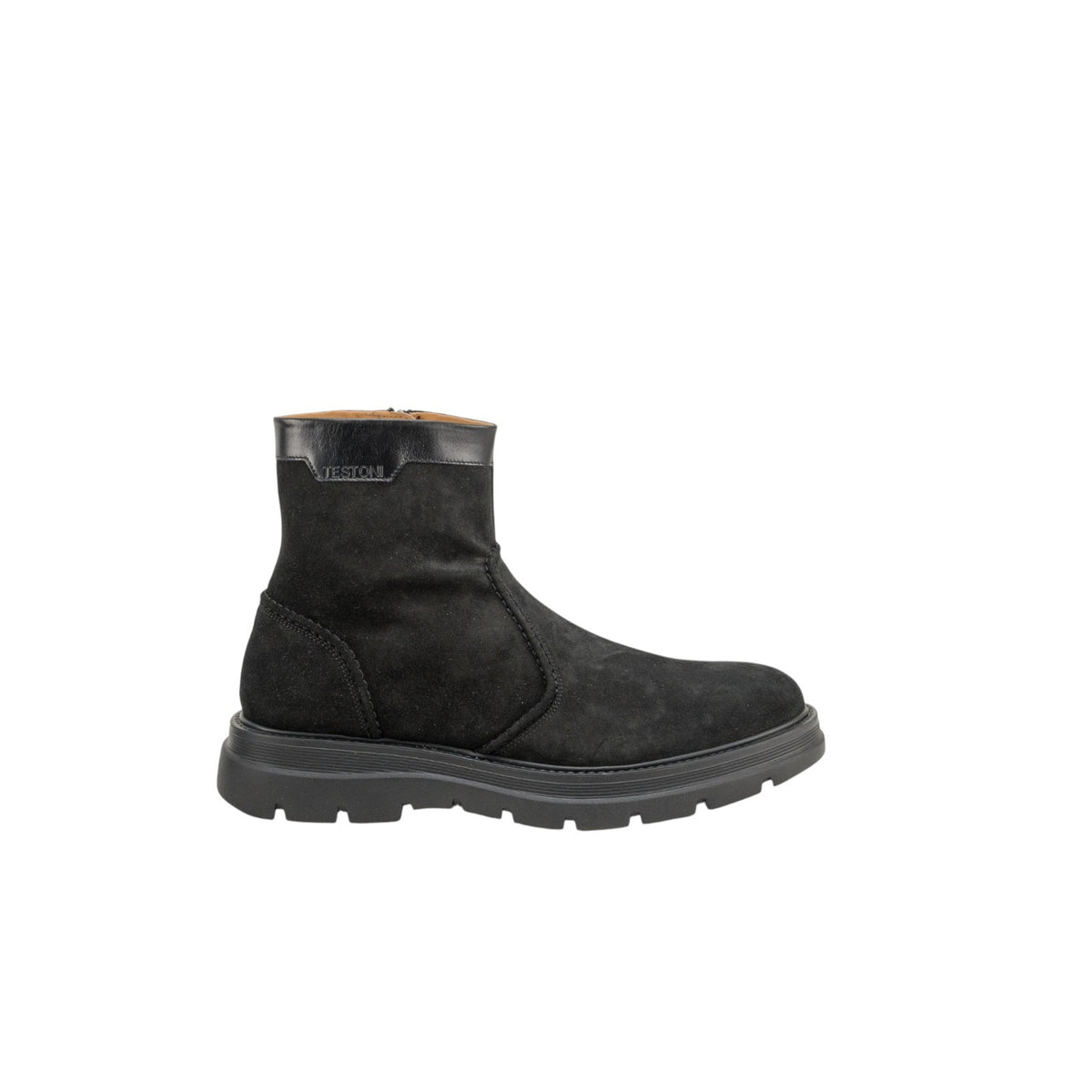1550$ TESTONI Combat Zip Boot Shoes Suede + Plain Calf Black 8 UK / 9 US / 42 IT