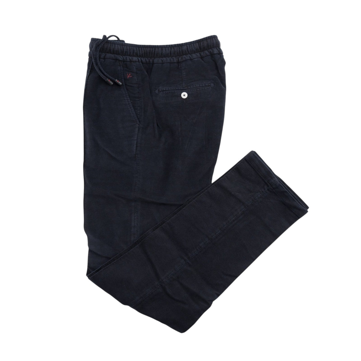 1050$ ISAIA Blue Navy Drawstring Pant Velvet Cotton Regular Fit 34 US / 50 IT