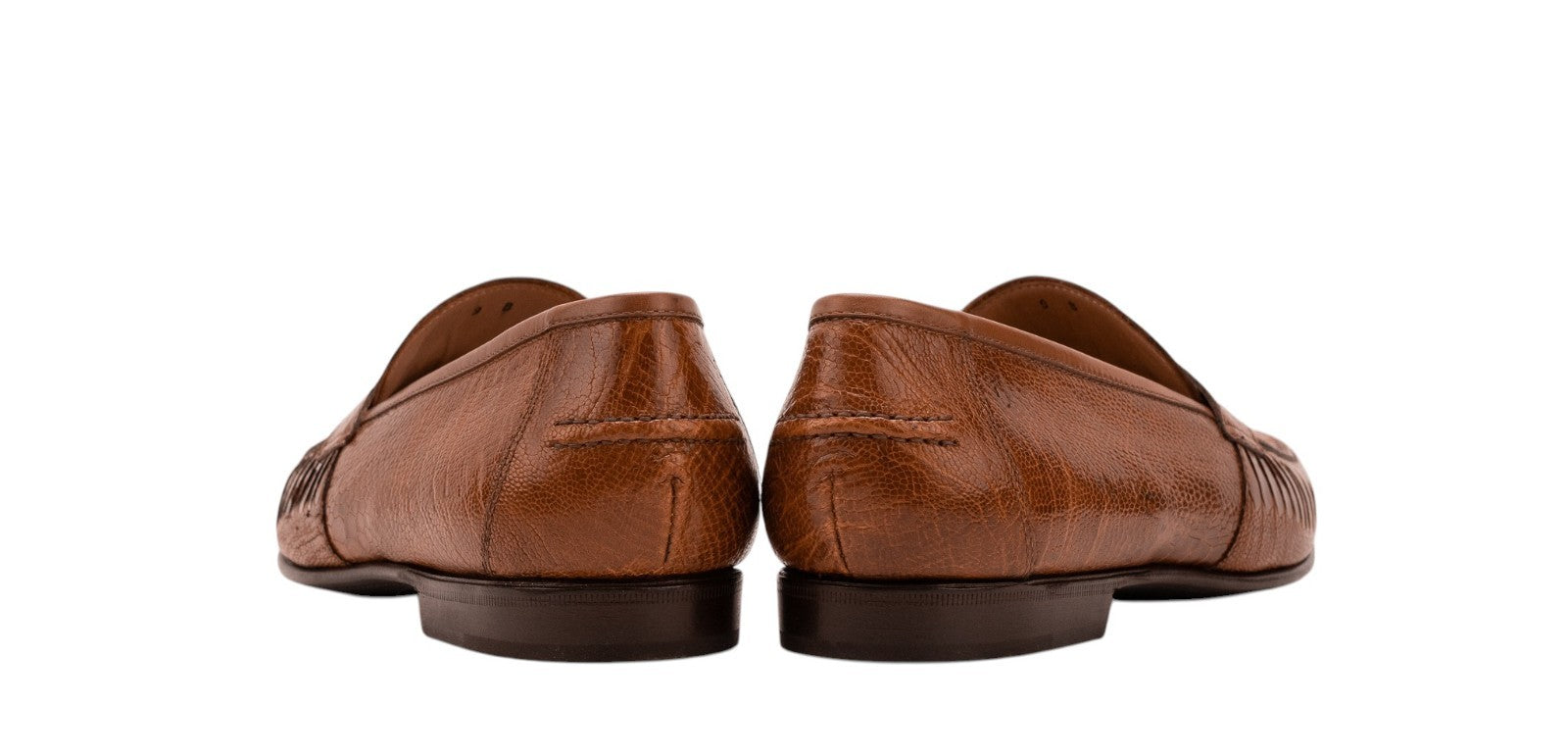 CORTINA Penny Loafers Shoes Cognac 100% Ostrich Leather 9 UK / 10 US / 43 IT