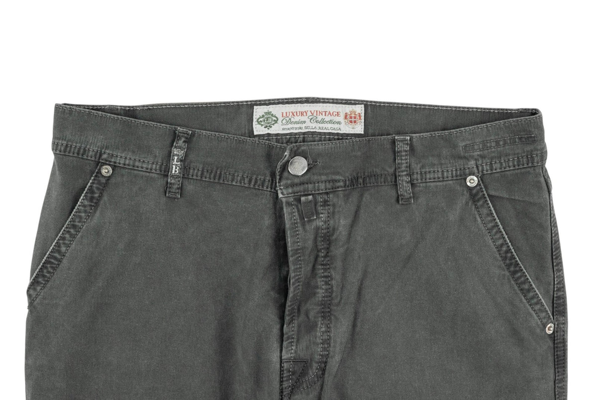 415$ LUIGI BORRELLI NAPOLI Dark Grey Jeans Cotton 33 US / 49 EU - Made in Italy