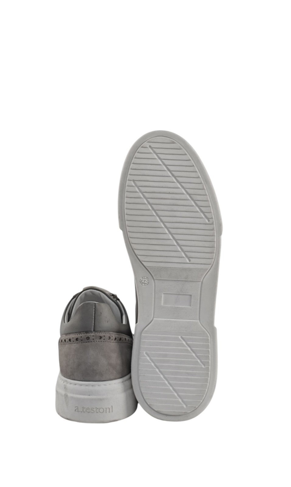 850$ TESTONI Sneaker Shoes Brogue Calf + Suede Gray 8 UK / 9 US / 42 IT