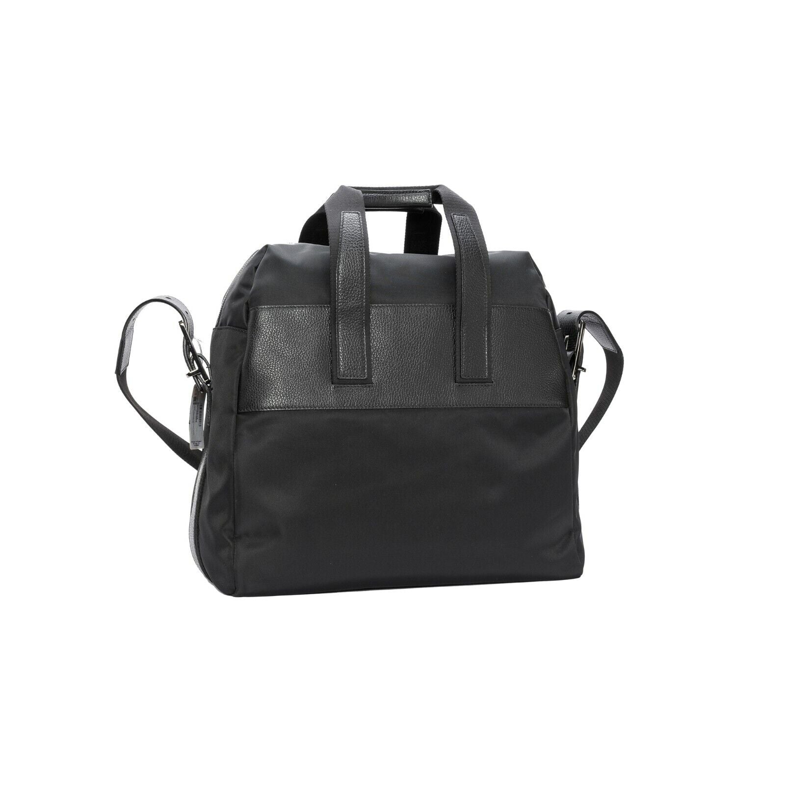 $629 a.Testoni Bologna Pc Case / Backpack Black Karibu Calf + Fabric Luxury