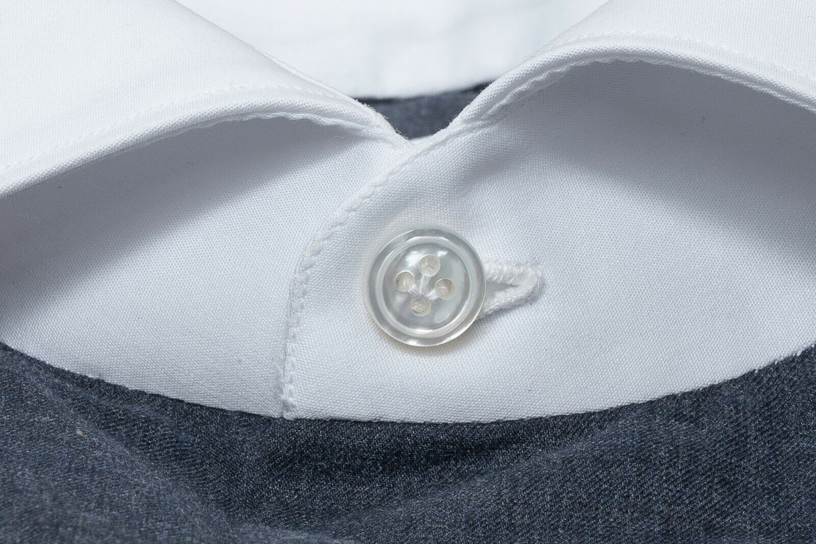 310$ BELVEST by FINAMORE Dark Blue Contrast Collar Shirt 7 Passages Hand-Sewn