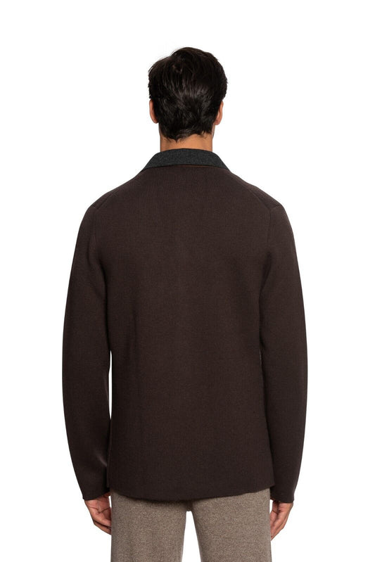 $1900 FEDELI CASHMERE Cardigan Jacket Knit 100% Cashmere + Leather 40 US 50 EU