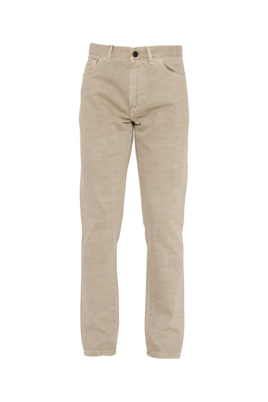 690$ ISAIA "Barchetta Denim" Trouser Pant Drill Dyed Cotton Beige 34 US / 50 EU